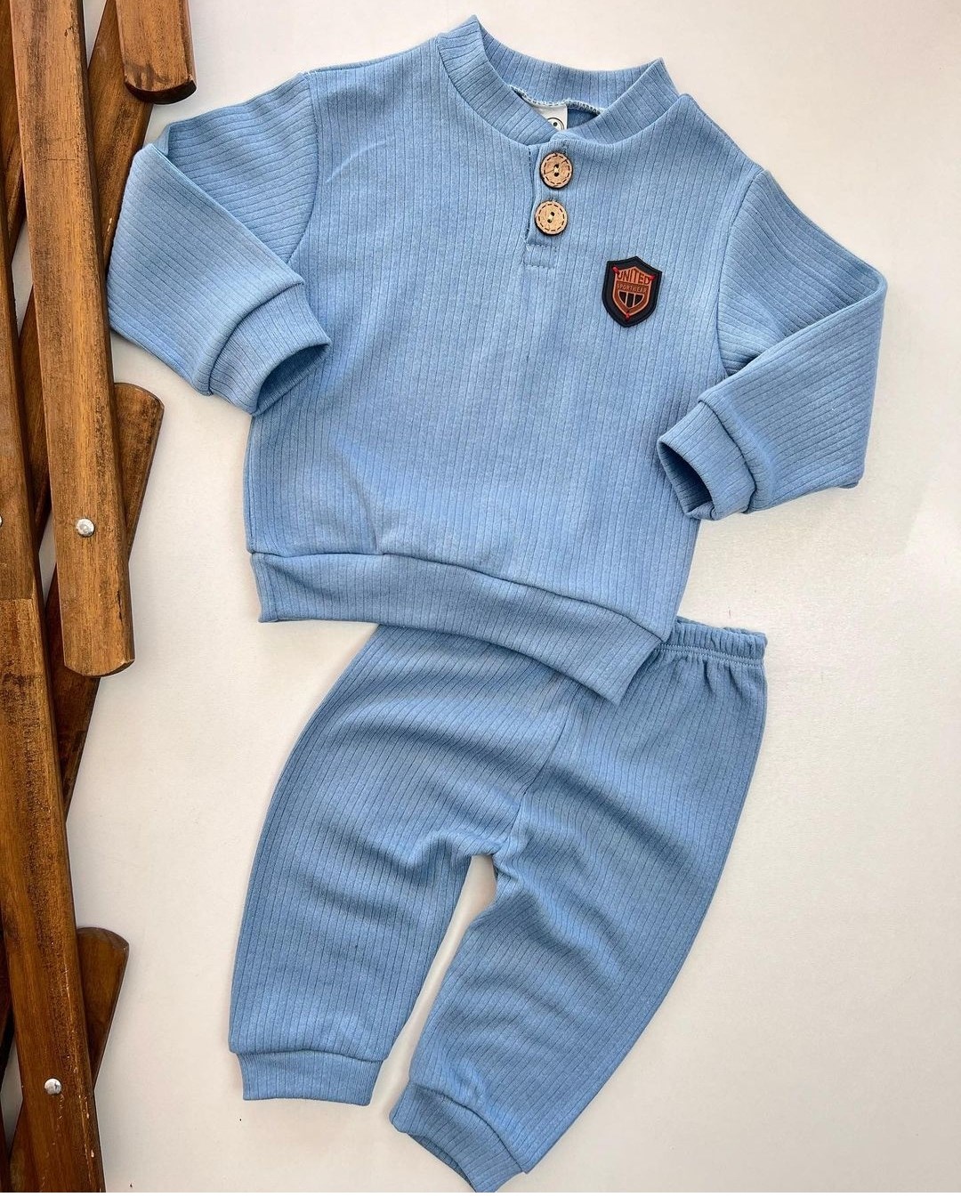 bebek takım 6-12 ay armalı düğmeli mavi 