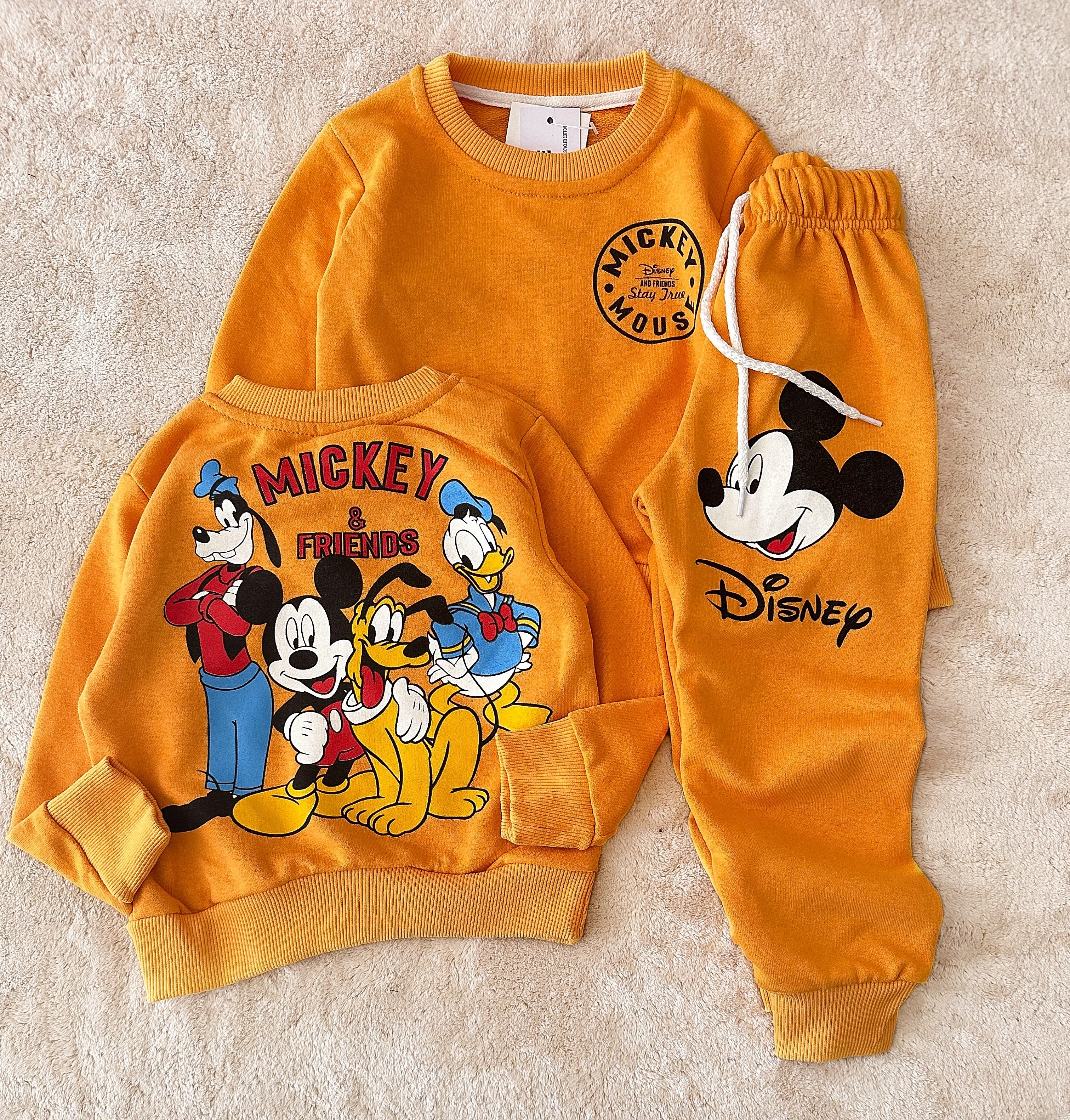 Çocuk Takım Mickey Mouse Hardal 2-8 Yaş Arası  3 İp 