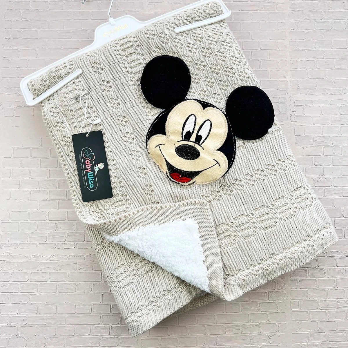 bebek battaniye triko içi wellsoft mickey detaylı kahve 90*100 cm 