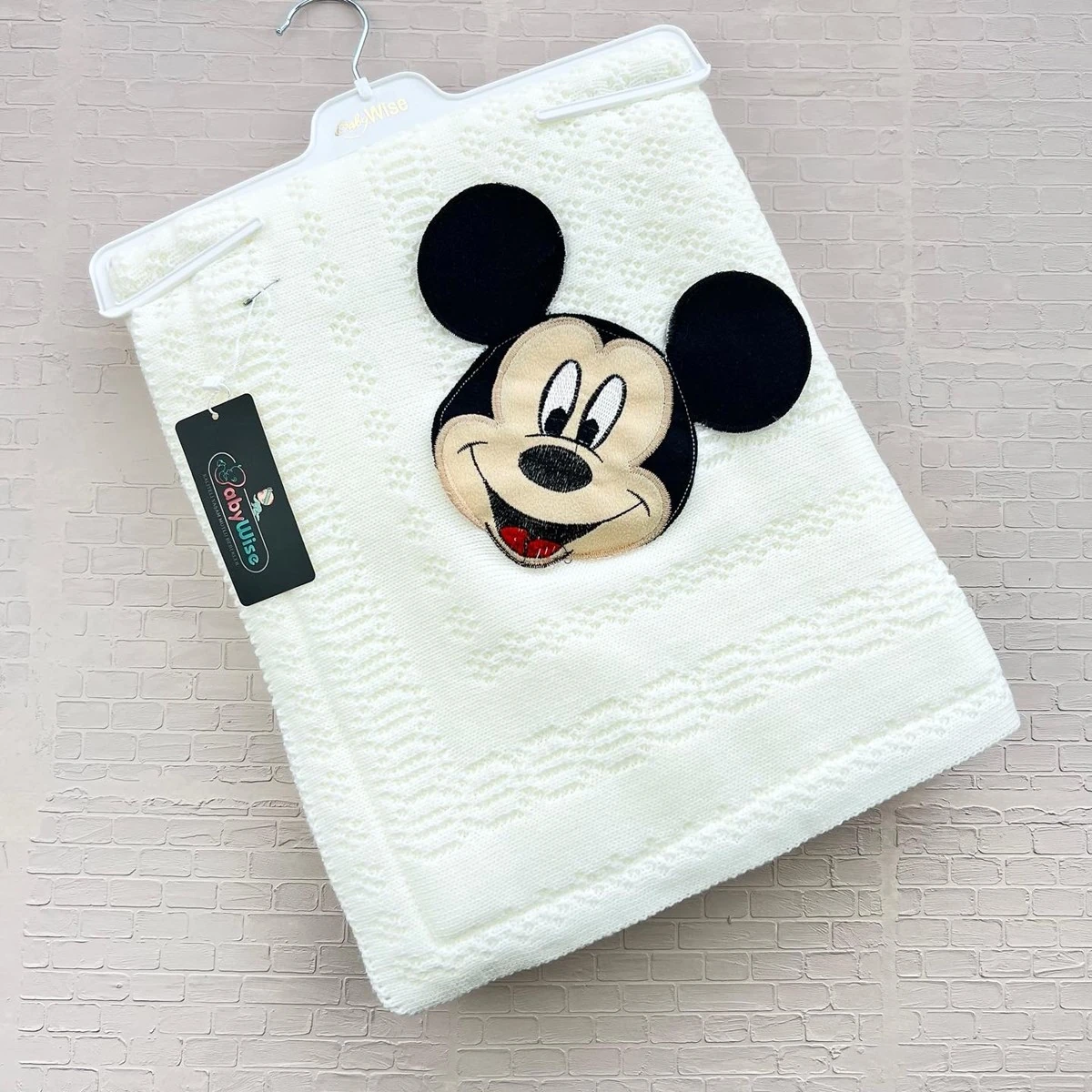 bebek battaniye triko içi wellsoft mickey detaylı krem 90*100 cm 