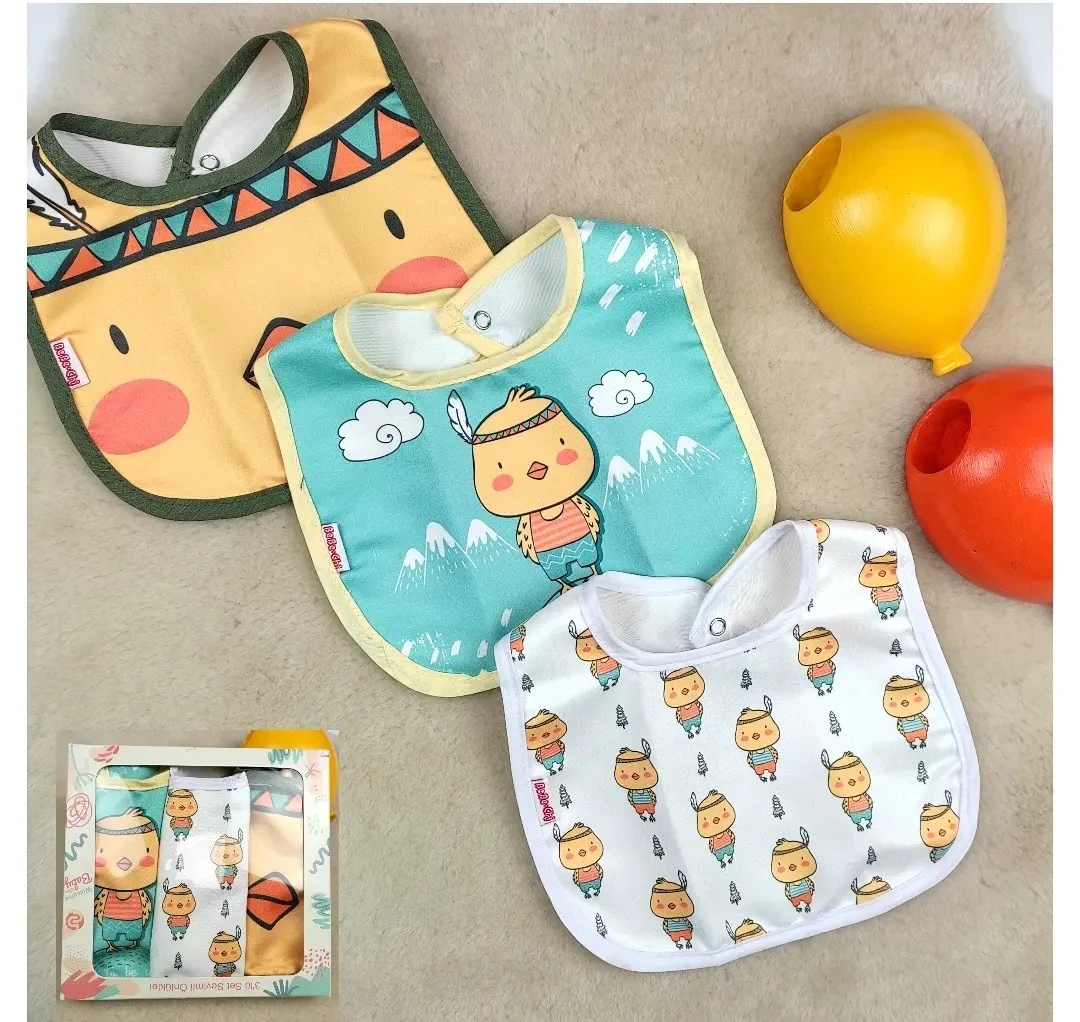 bebek mama önlüğü civciv desenli 3lü set 