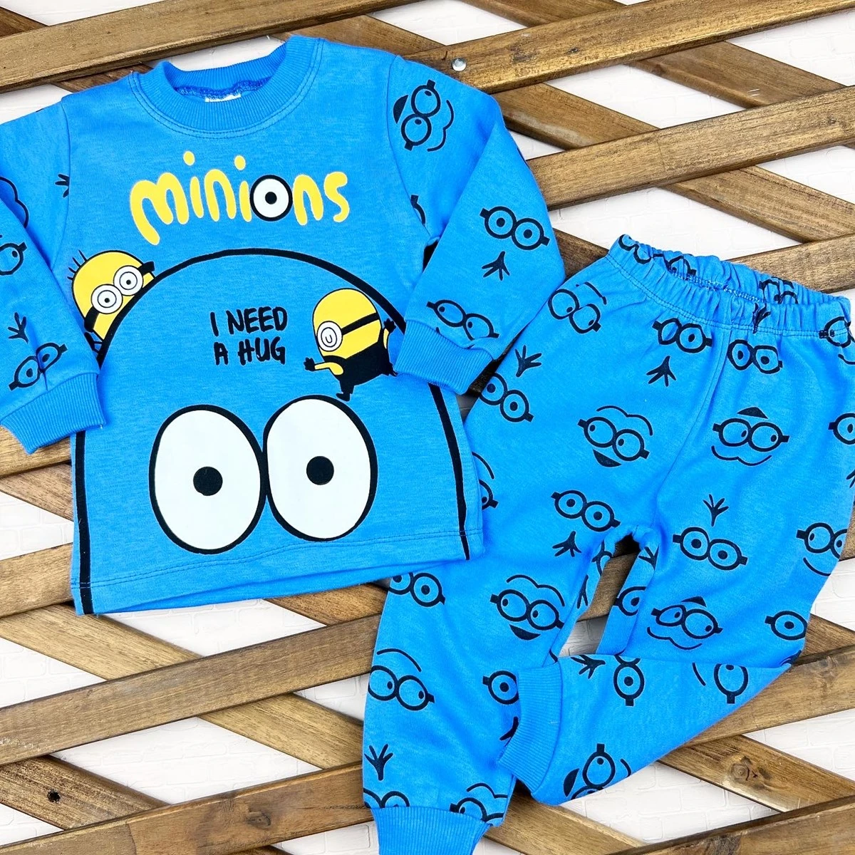 Bebek pijama 1-3 yaş minions baskılı mavi 