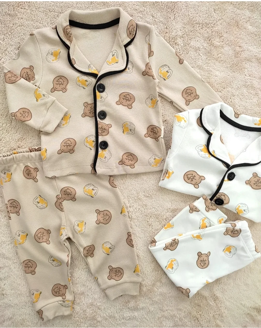 Bebek Pijama Takım 6-18 Ay Winnie Tho Pooh Baskılı Bej 