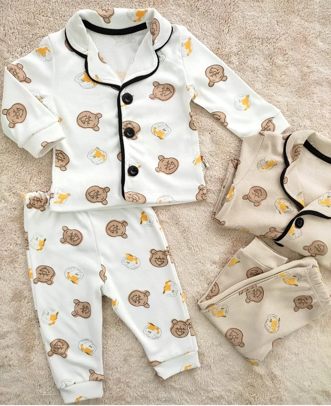 Bebek Pijama Takım 6-18 Ay Winnie Tho Pooh Baskılı Beyaz 