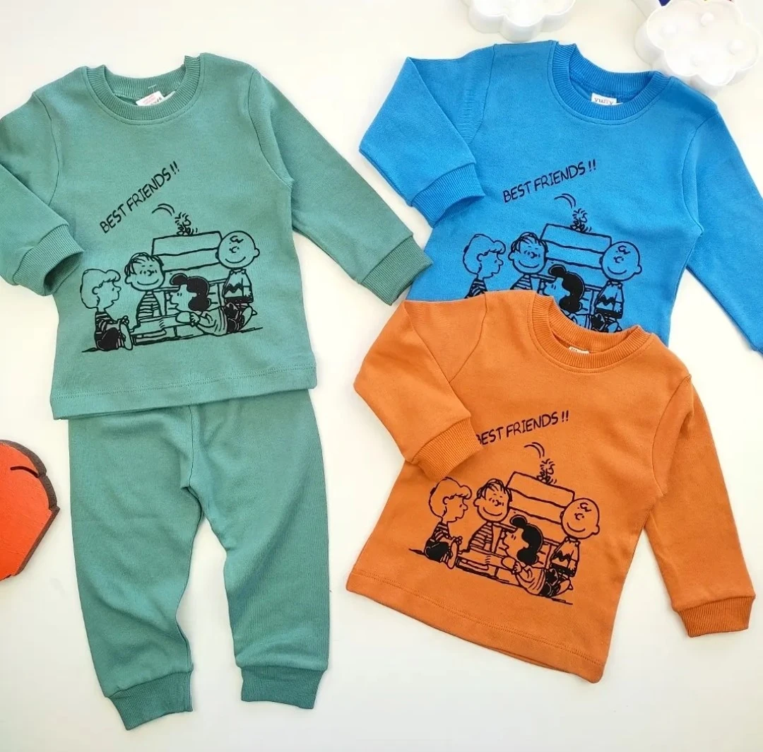 bebek pijama takımı 1-3 yaş charlie brown ve arkadaşları baskılı 