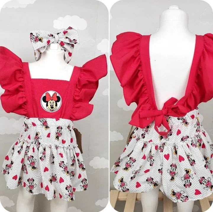 bebek romper 0-24 AY minnie desenli saç bantlı 