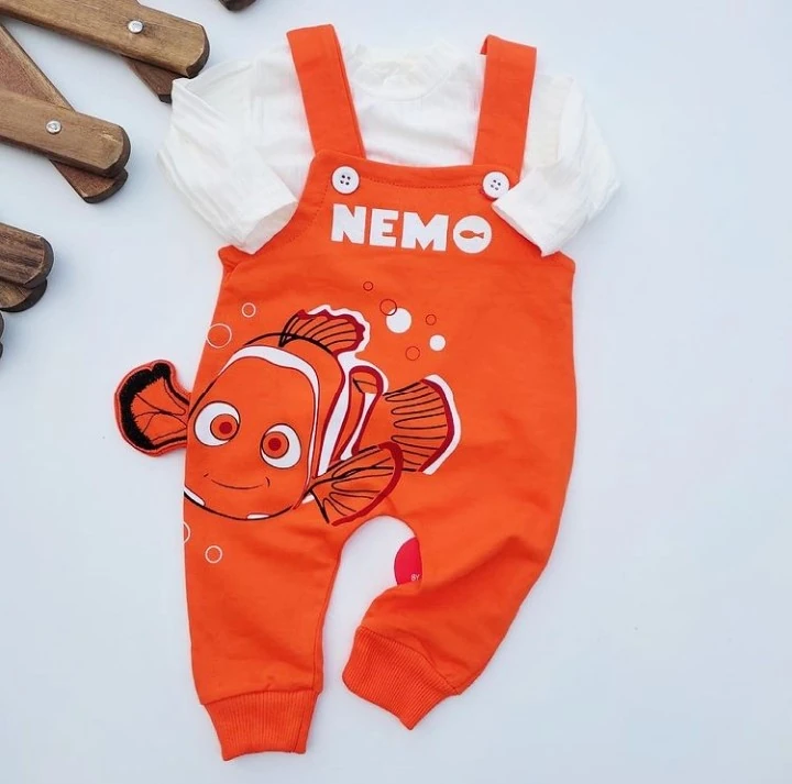 bebek salopet küçük balık nemo baskılı turuncu 