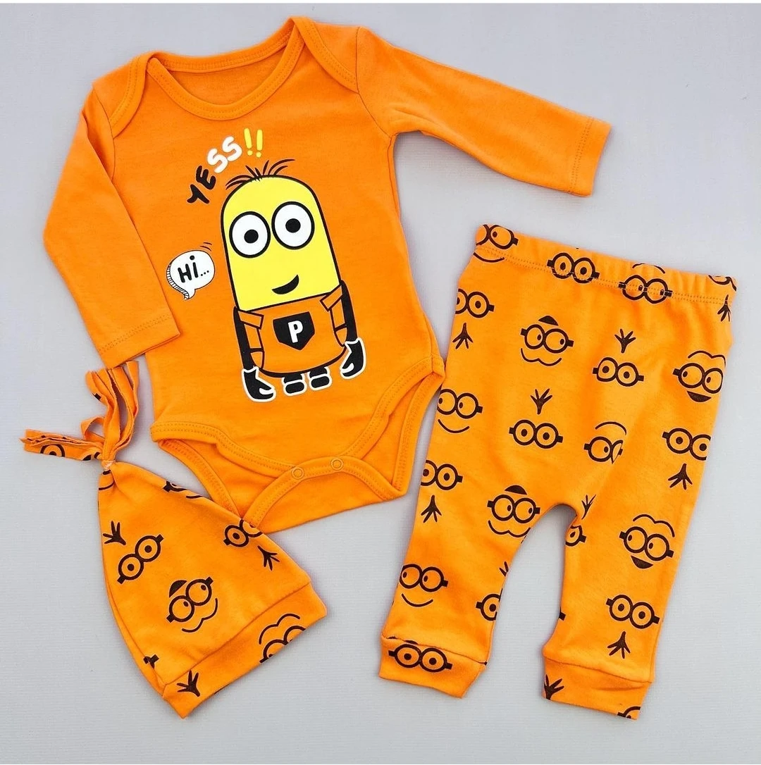 Bebek Takım 3-9 Ay Minion Desenli Turuncu 