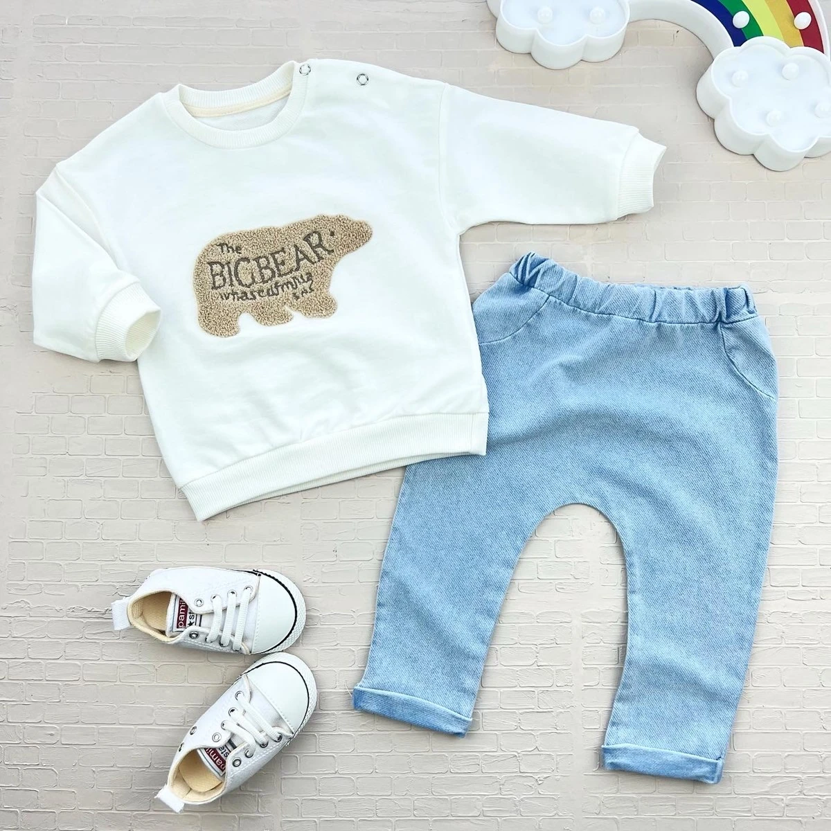 Bebek takım 6-18 ay bigbear peluş ayı baskılı takım