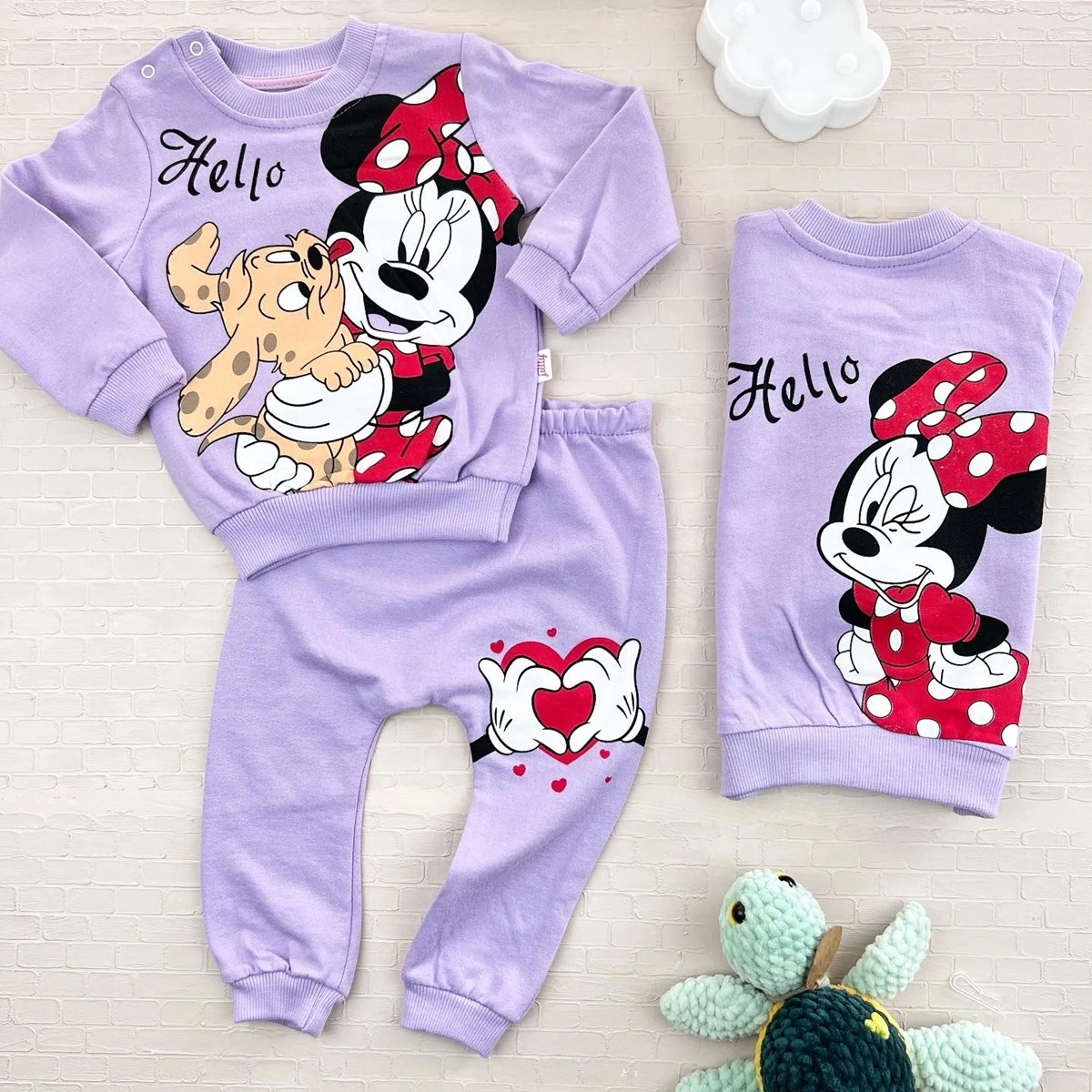 Bebek takım 6-18 ay minnie mouse baskılı lila 