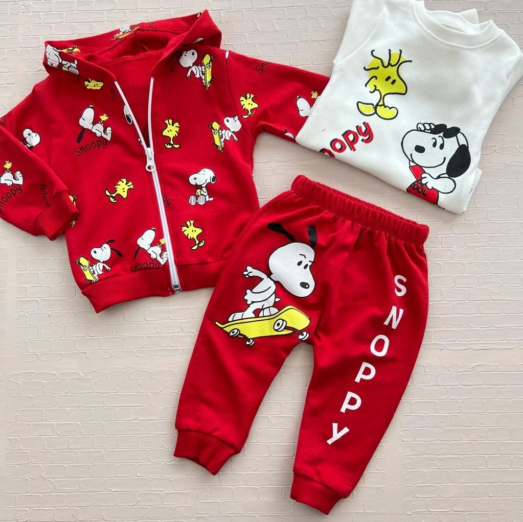 Bebek takım 6-18 ay Snoopy baskılı 3lü kırmızı 