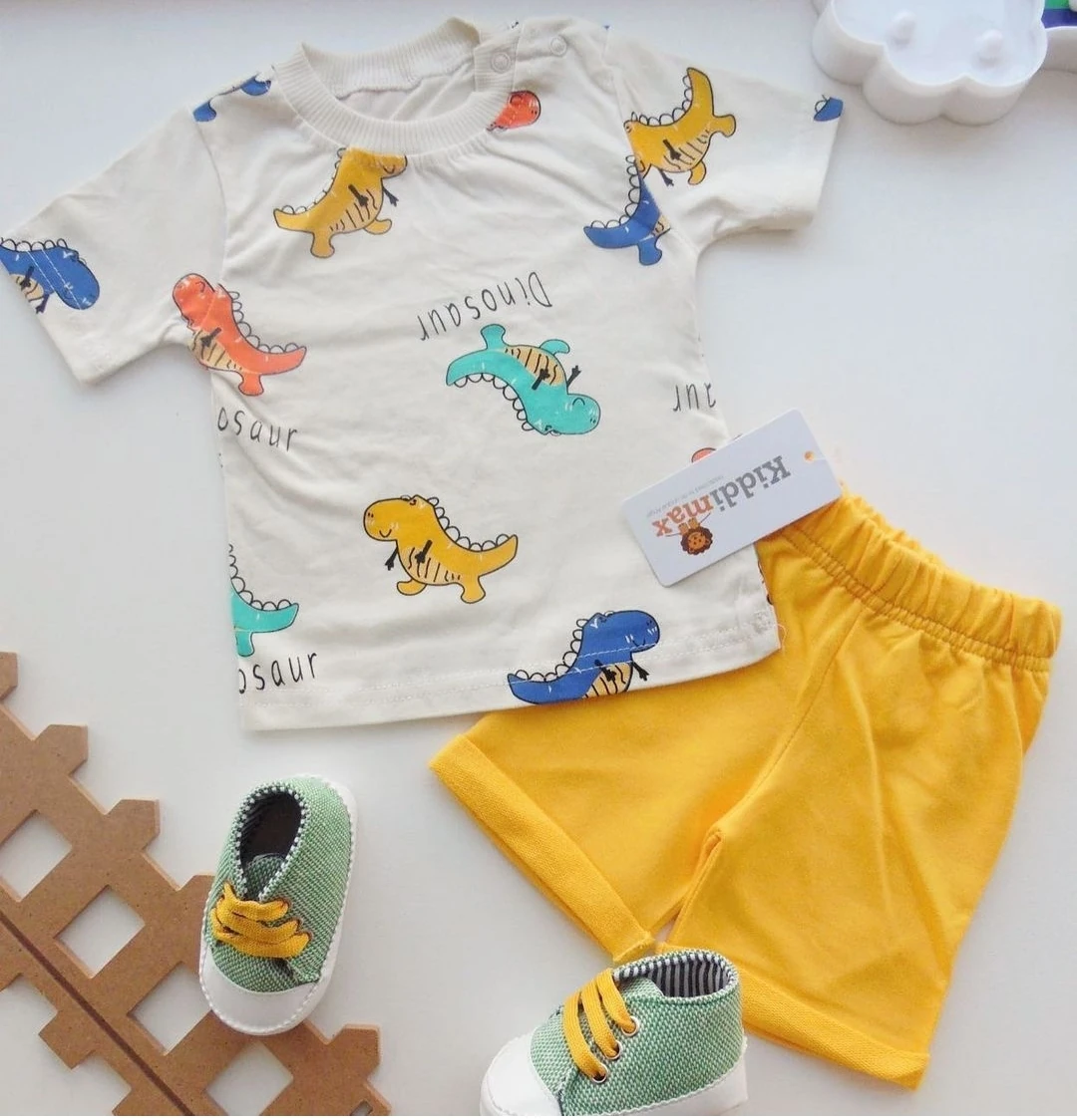 Bebek Takım 6-24 Ay Dinozor Baskılı Şortlu 