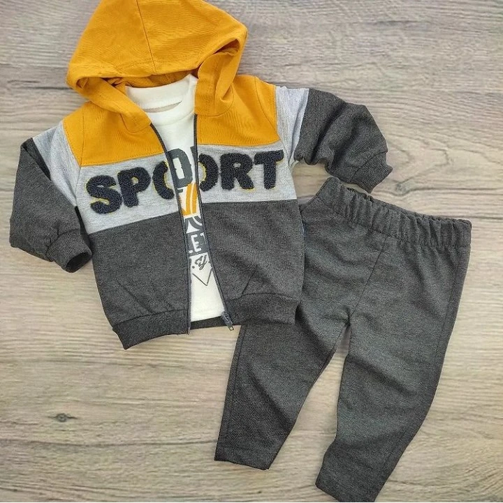 bebek takım 9-18 ay aralığı sport yazı baskılı 3'lü set 