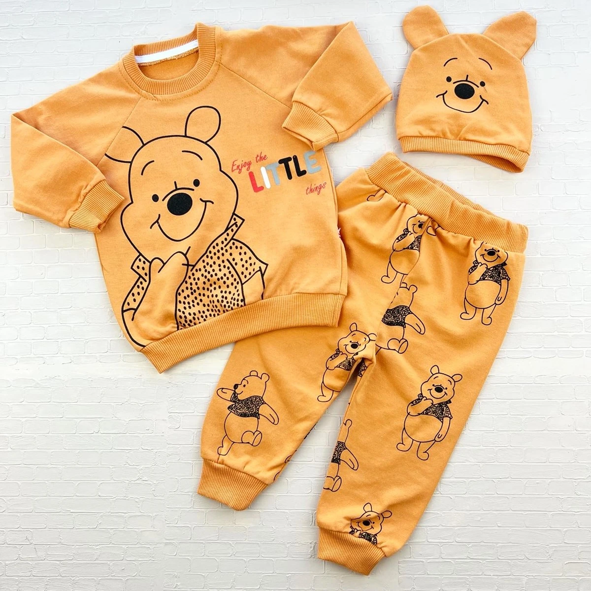 Bebek takım Little Pooh baskılı  6-24 Ay