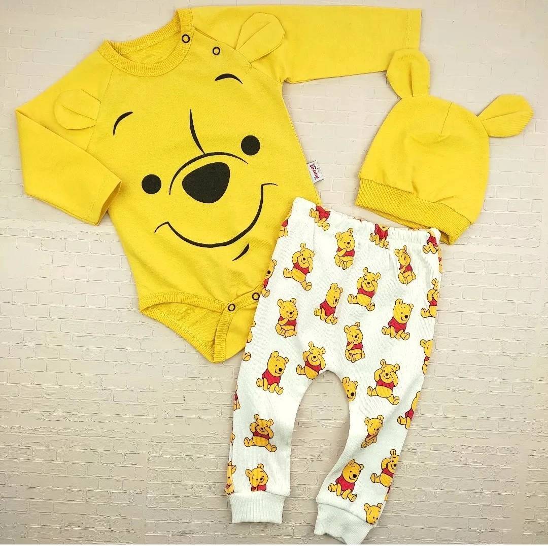 bebek takım winnie the pooh baskılı 3lü takım 