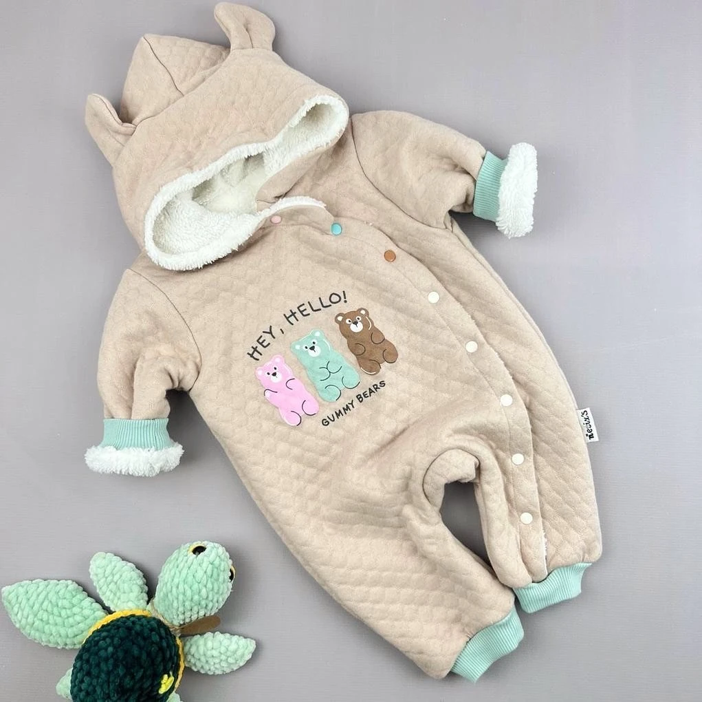 bebek tulum 3-18 ay minik ayıcıklar içi wellsoft kulaklı kapşonlu 
