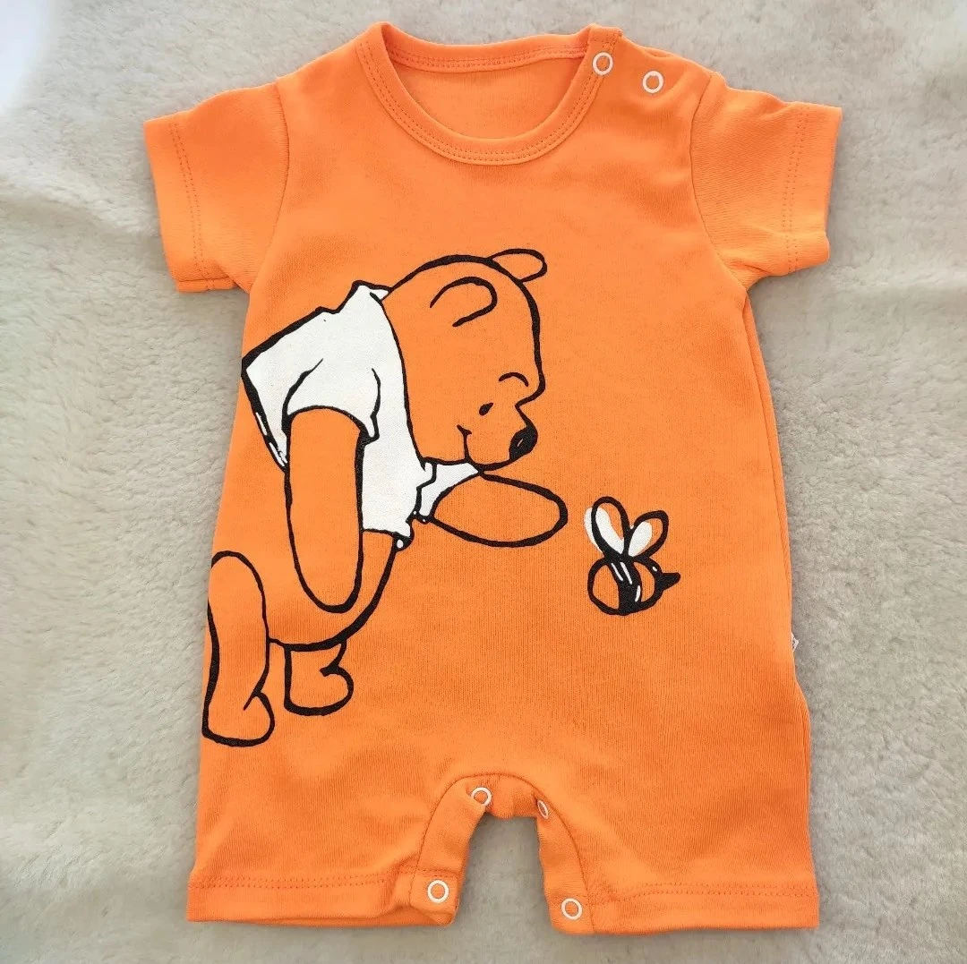 bebek tulum 3 ay-9 ay aralığında winnie the pooh baskılı turuncu 