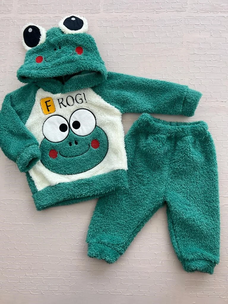 Bebek wellsoft takım 6-18 ay frog detaylı yeşil 