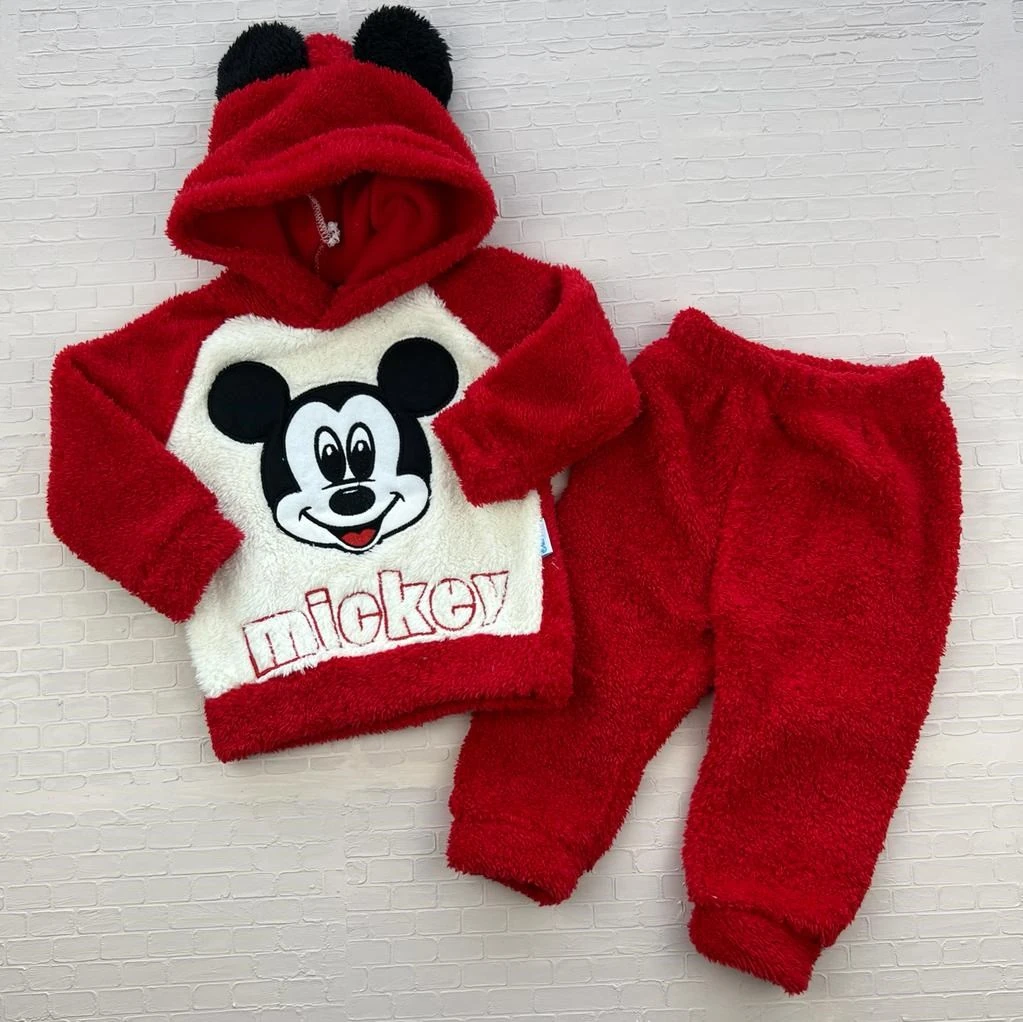 Bebek wellsoft takım 6-18 ay mickey detaylı kırmızı 