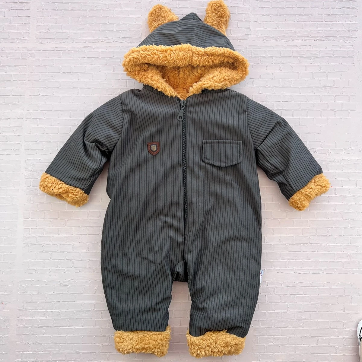 Bebek Wellsoft Tulum Kışlık Arma Cep Detaylı Kapşonlu  6-24 Ay Yeşil 