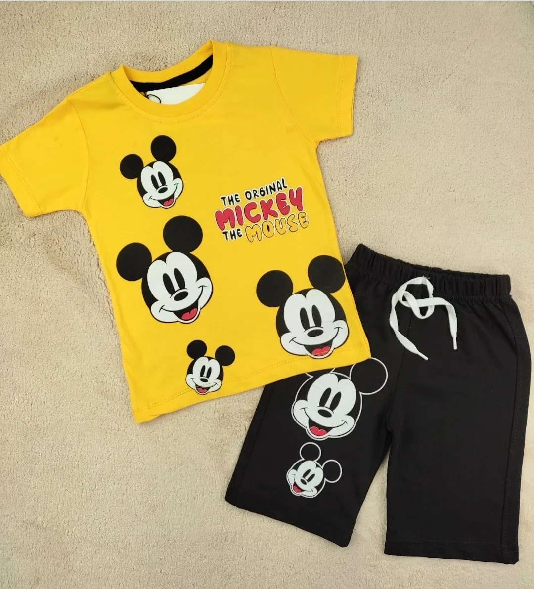 Çocuk Takım 2-8 Yaş Mickey Mouse Baskılı Sarı 