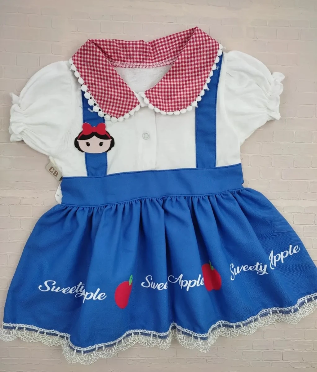Kız bebek elbise 6 ay -18 ay aralığında elma baskılı 