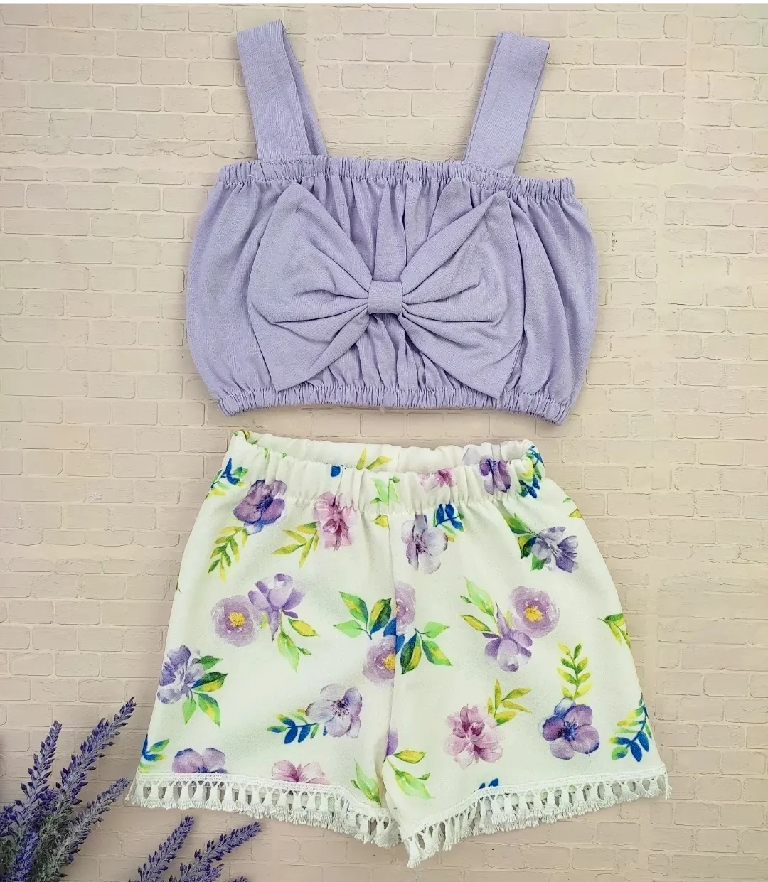 Kız Bebek Takım 6-18 Ay Crop Şortlu Lila 