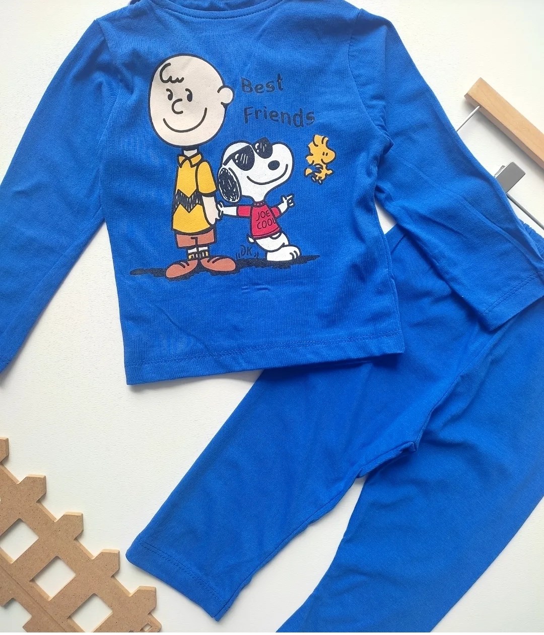 Çocuk Pijama Takımı 1-4 Yaş Snoopy Baskılı Mavi 