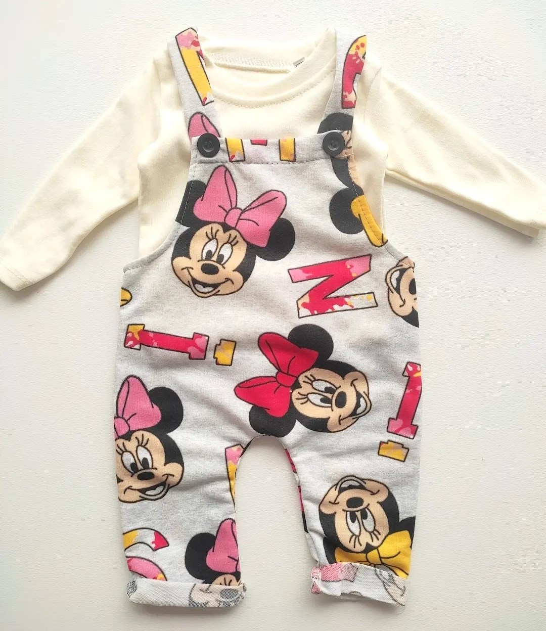 Bebek Tulum 0-12 Ay Minnie Mouse Baskılı Gri  