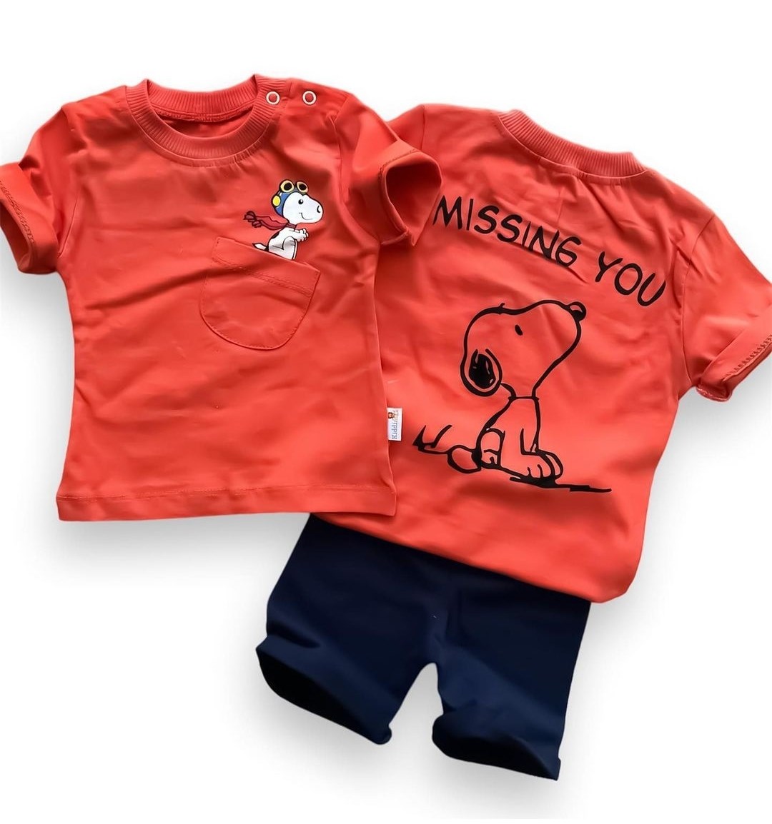 Bebek Takım 6-9 Ay Snoopy Baskılı Kiremit  