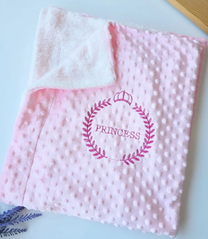 Bebek Battaniye Nohut İçi Wellsoftlu Prenses Nakışlı Pembe