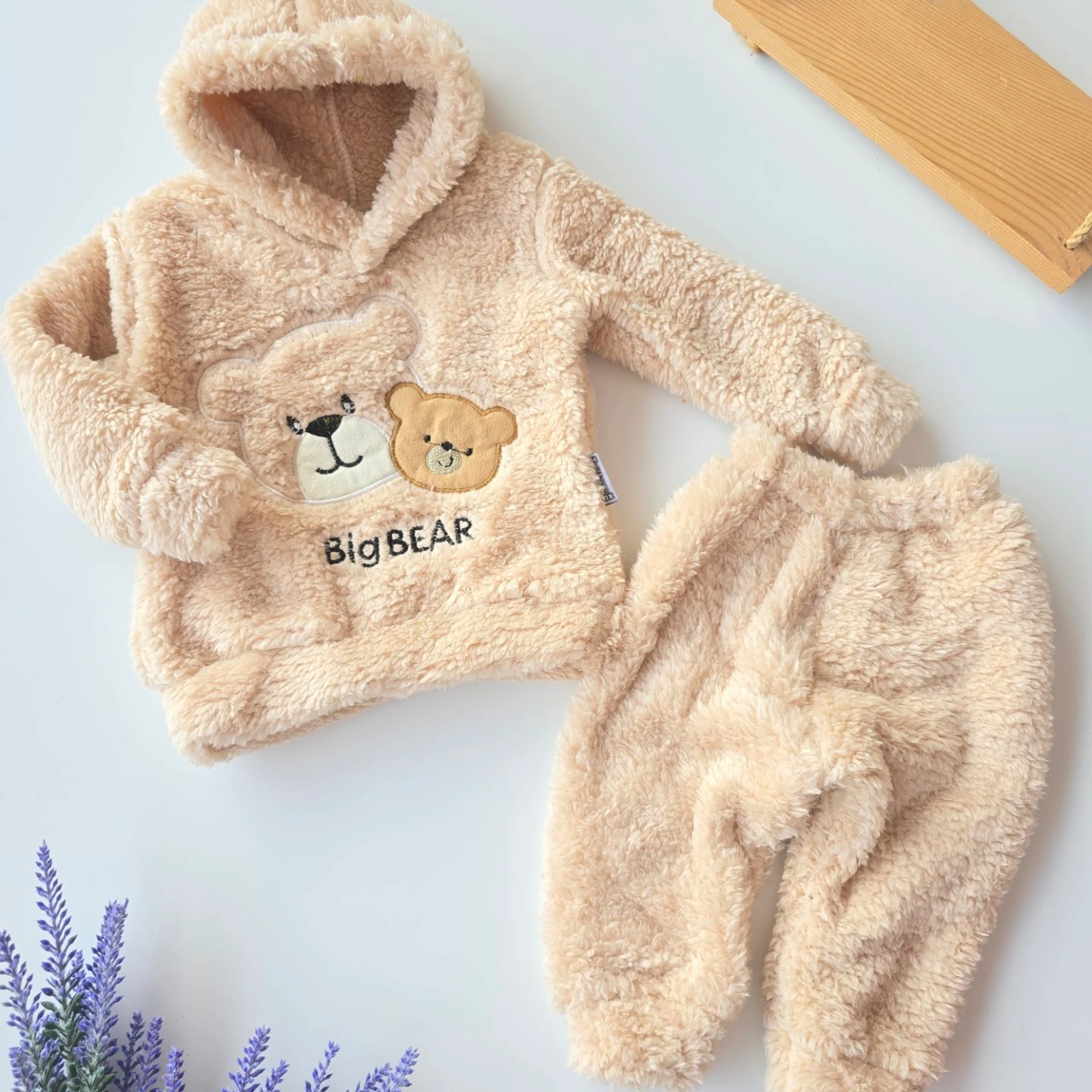 Bebek Takım Wellsoft kumaş Big Bear nakışlı Kahve