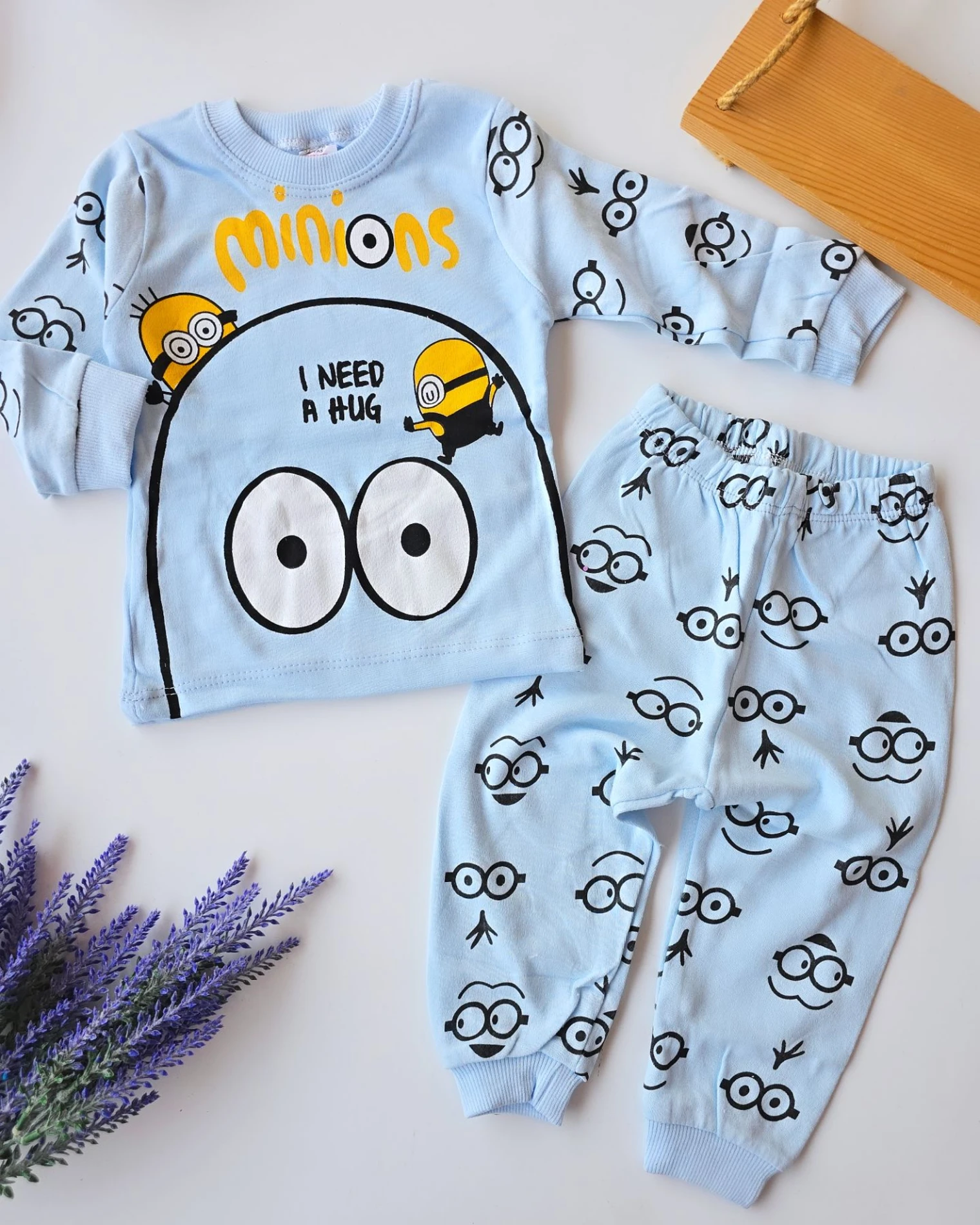 Bebek Takım Minion Pijama 1-3 Yaş Mavi