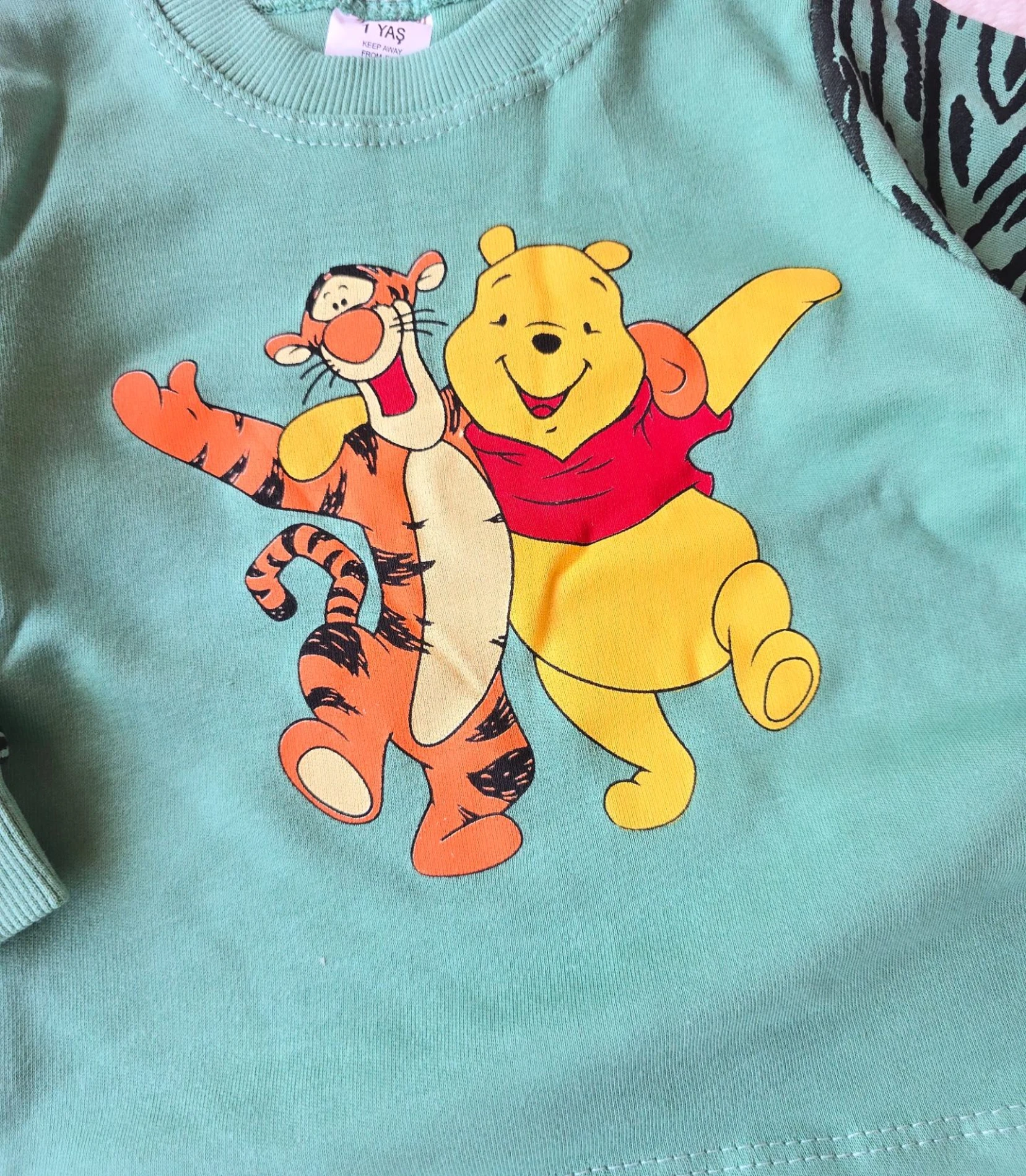 Bebek Takım Winnie Ve Tiger Baskılı Pijama 1-3 Yaş Yeşil