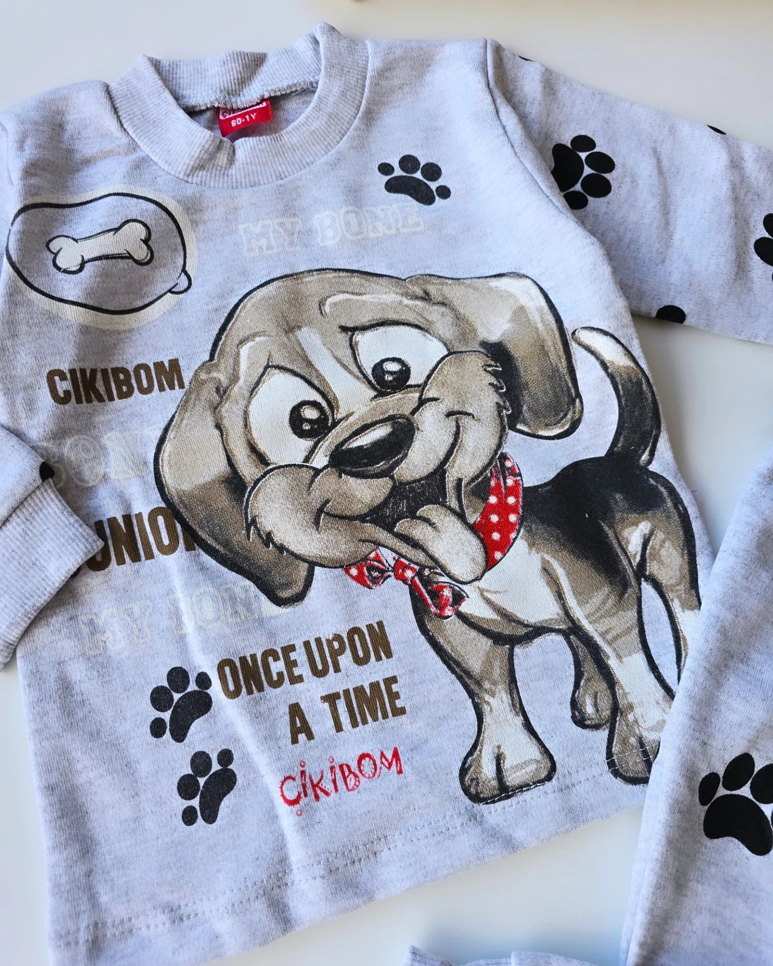 Bebek Takım Pijama Köpek Baskılı 1 Yaş