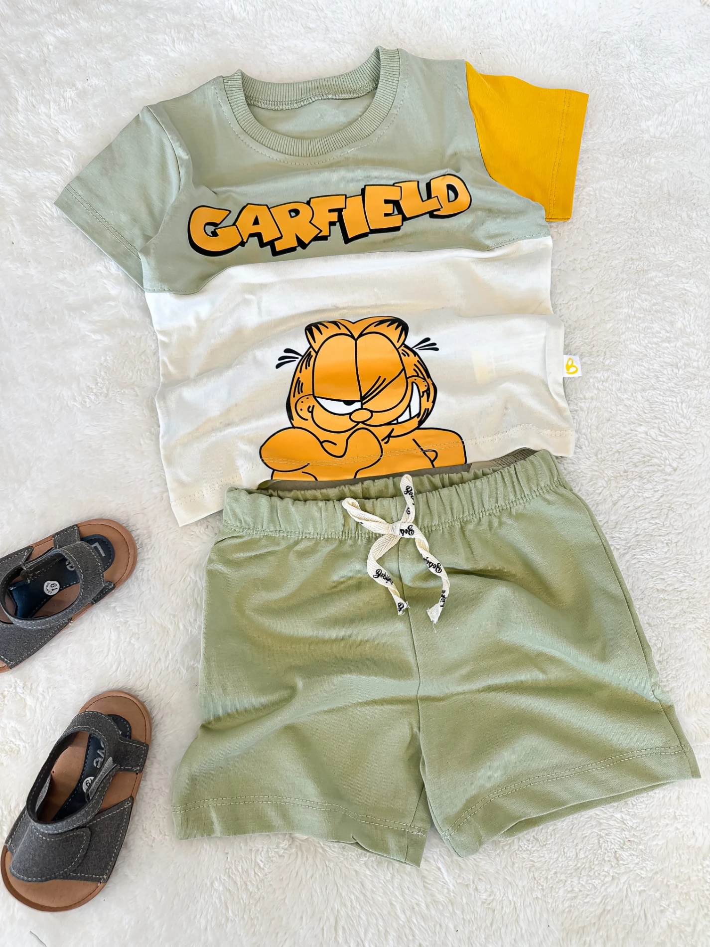 Bebek Takım Garfield Baskılı Yeşil 2-5 Yaş