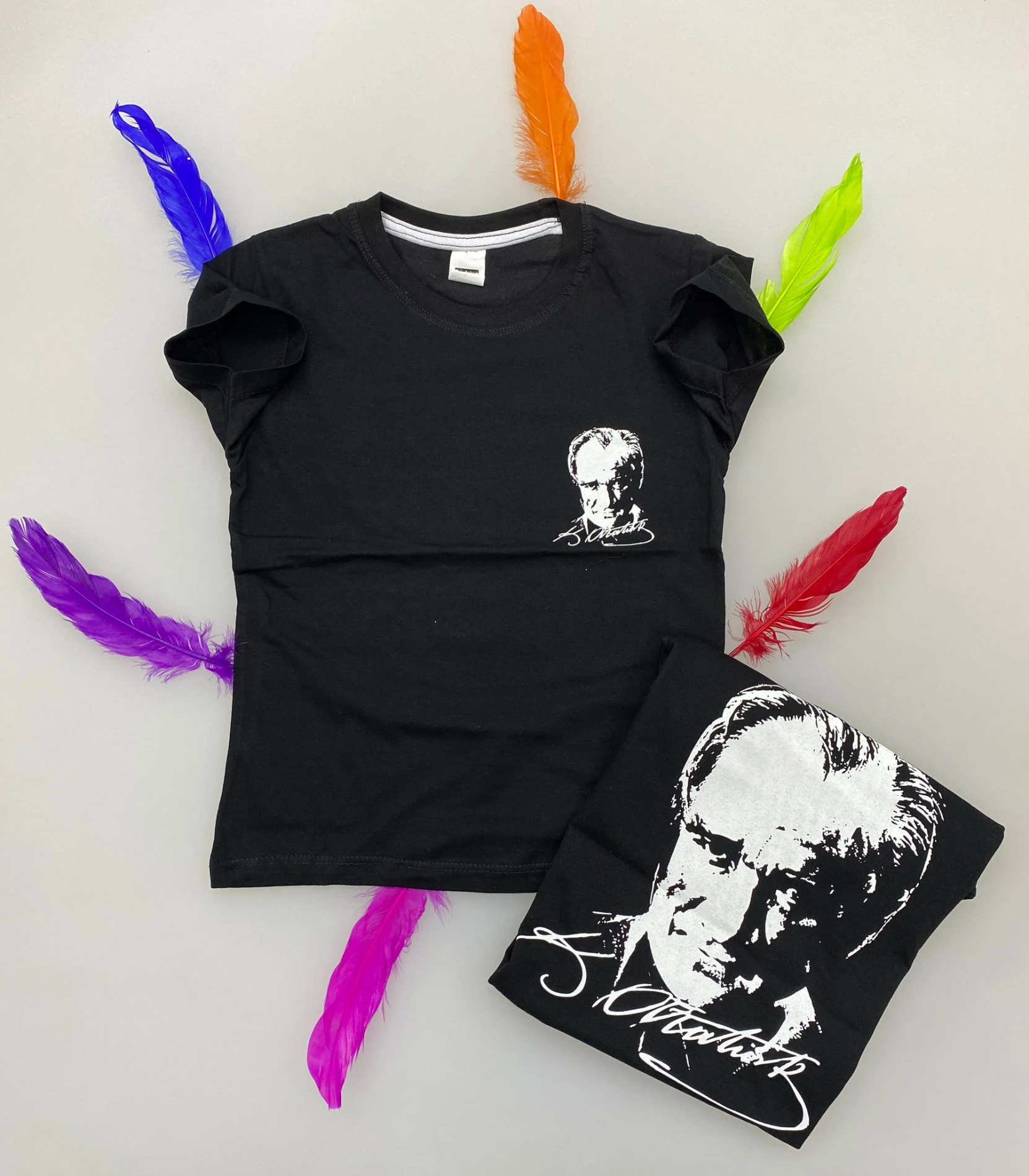 Çocuk T-shirt Mustafa Kemal Atatürk baskılı Siyah