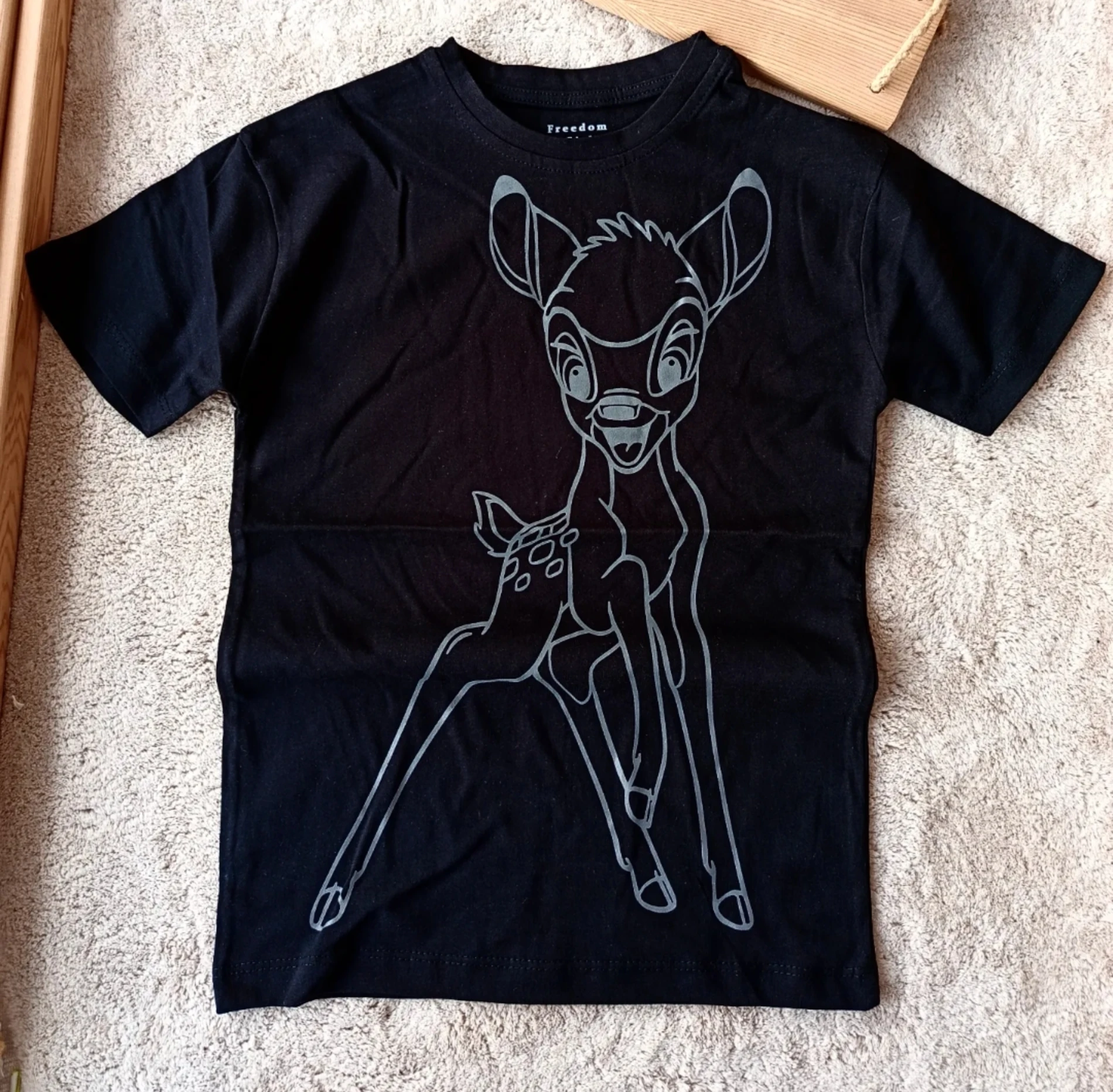 Çocuk Kız Tshirt Bambi Baskılı 4-12 Yaş Siyah