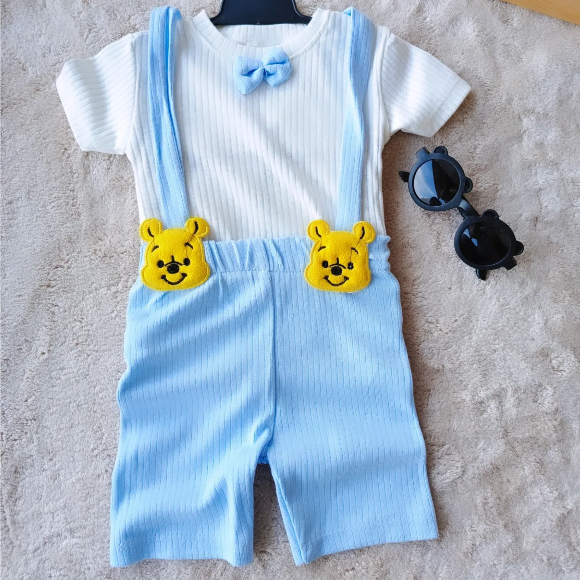 Bebek Tulum Salopet Pooh Detaylı 3-12 Ay Mavi 