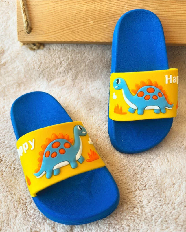 Çocuk Terlik Dino Detaylı Mavi