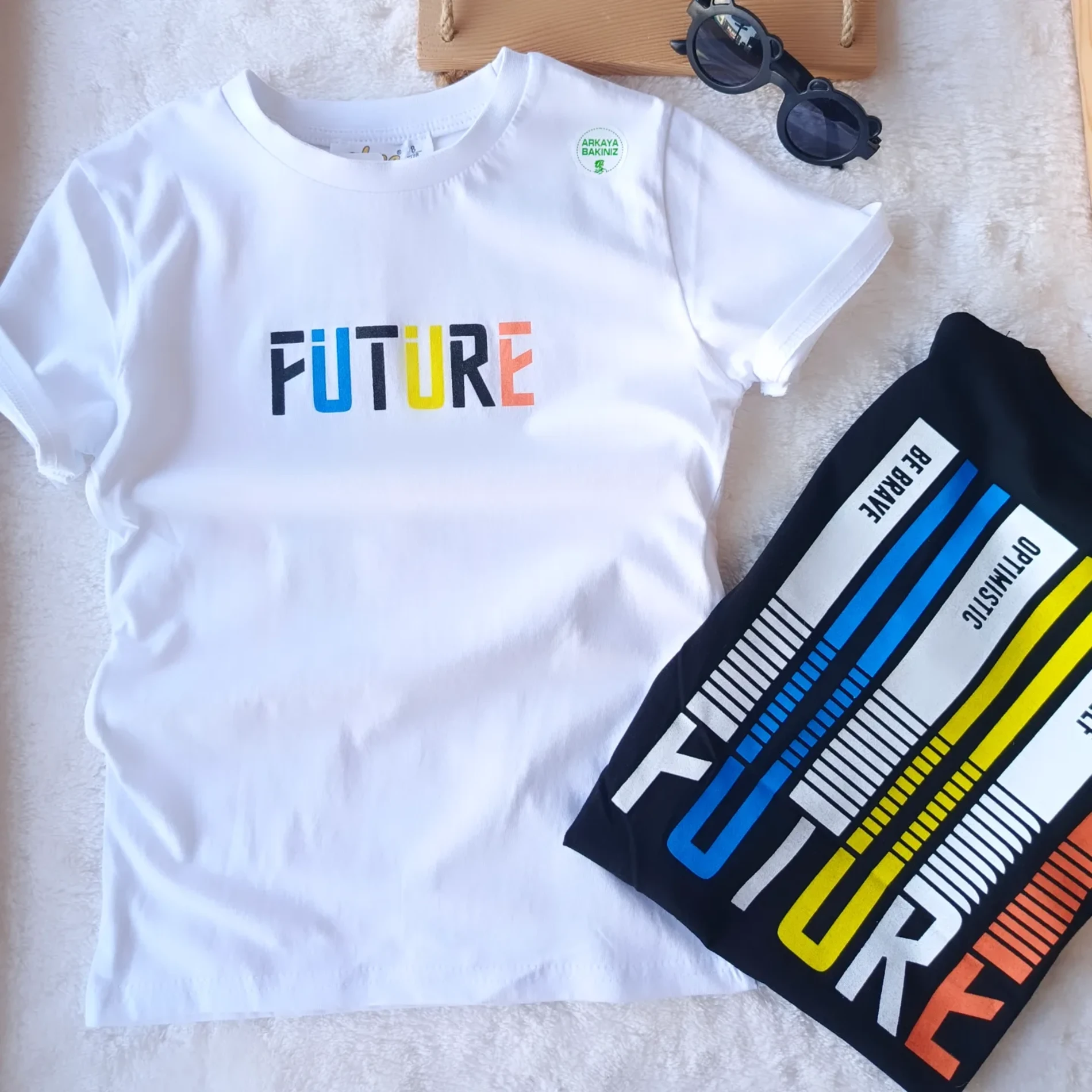 Çocuk Tshirt Future Sırt Baskı Detaylı 8-12 Yaş Beyaz