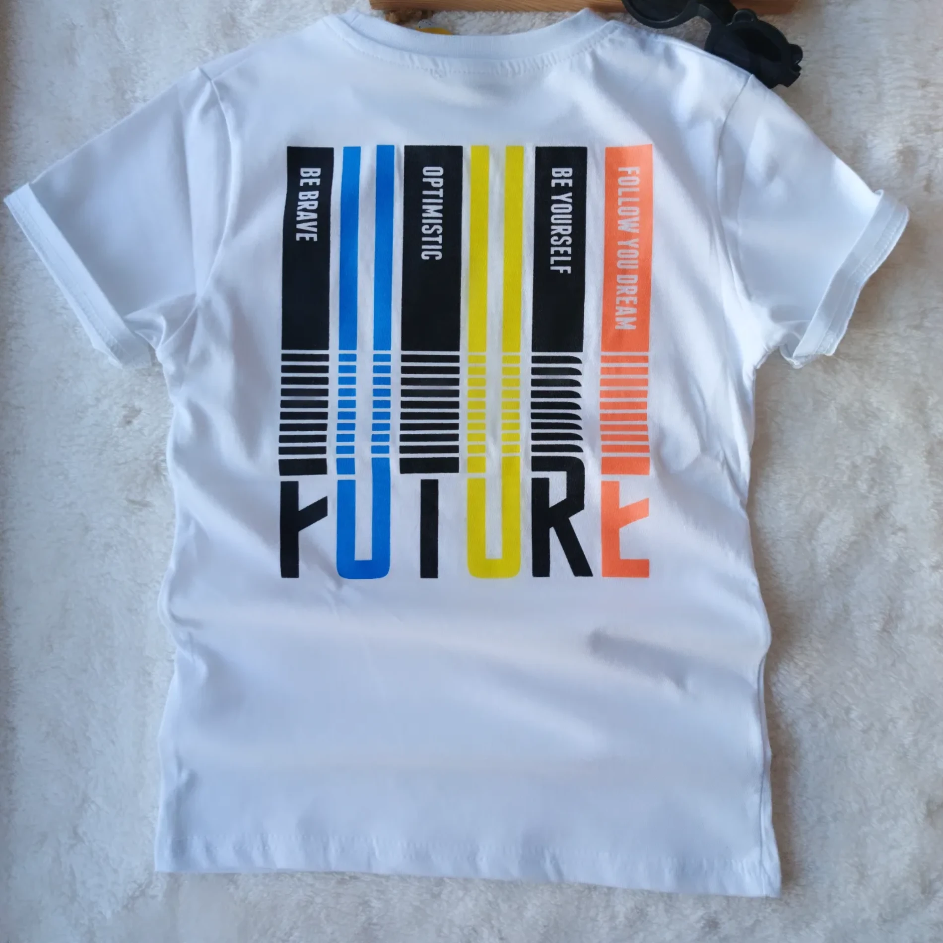 Çocuk Tshirt Future Sırt Baskı Detaylı 8-12 Yaş Beyaz