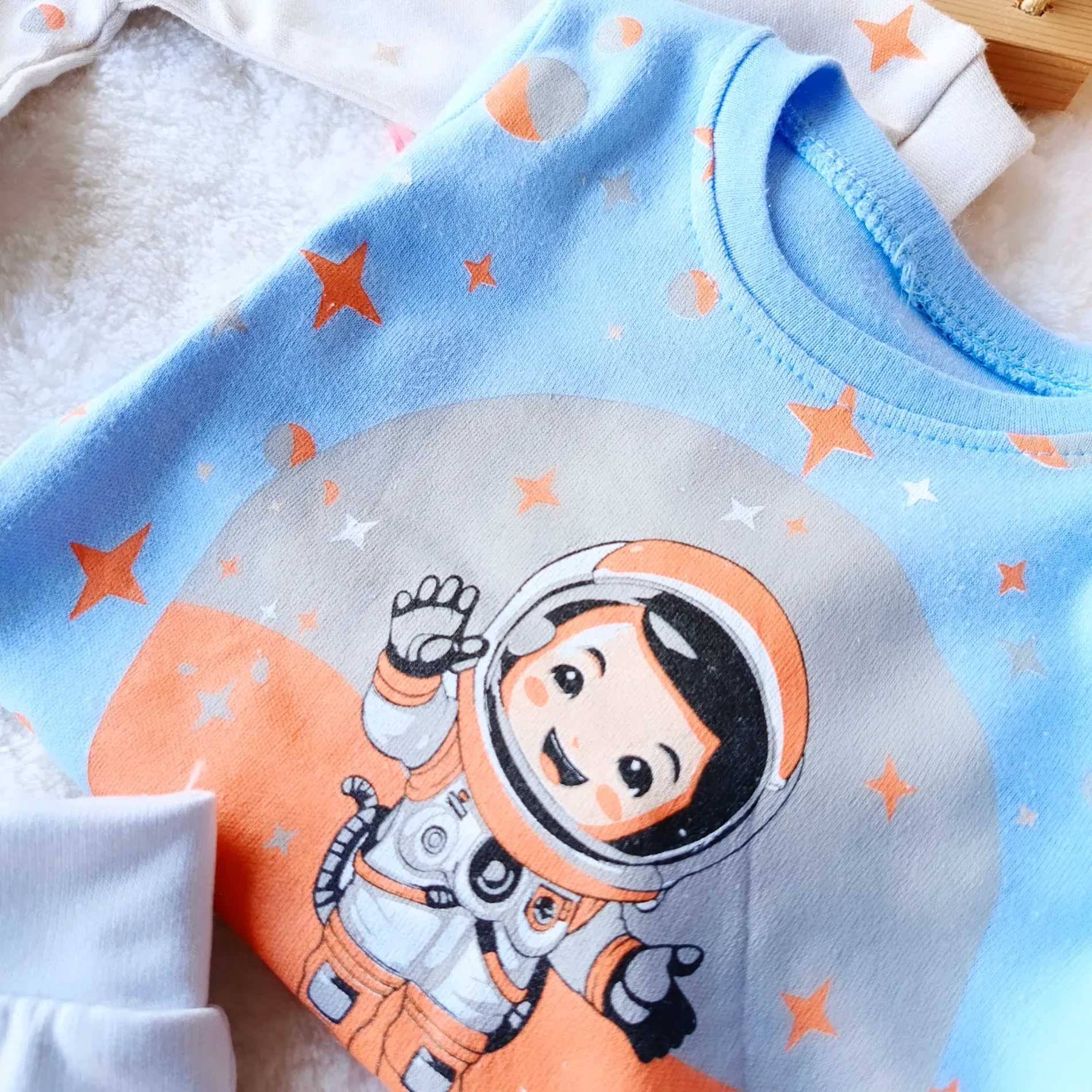 Bebek Takım Astronot Baskılı 6-24 Ay Mavi