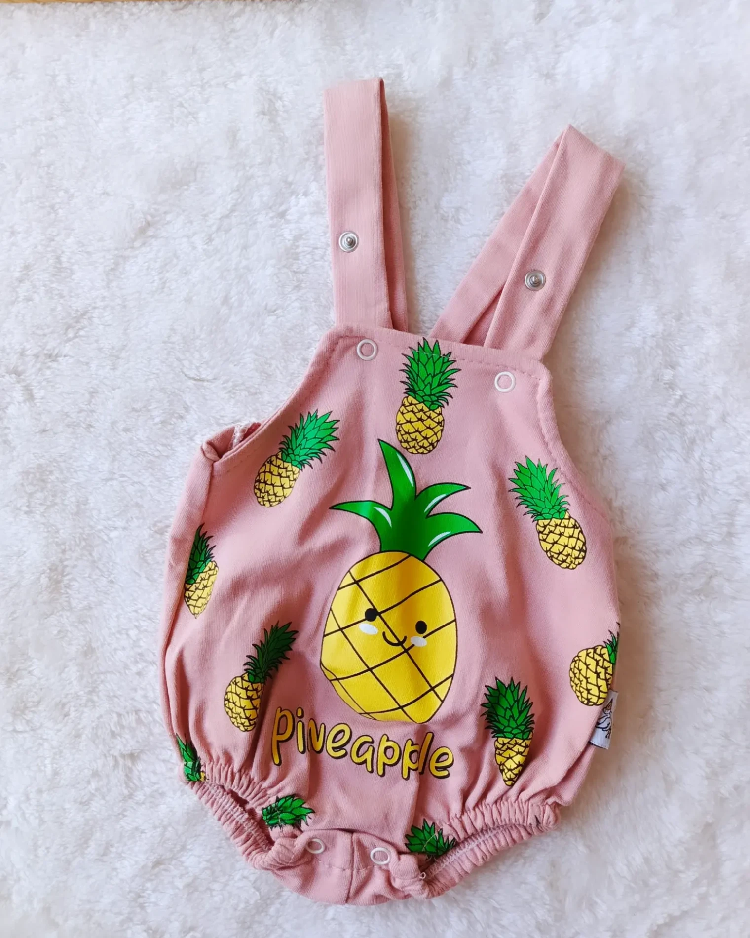 Bebek Tulum Ananas Baskılı Gül Kurusu 0-6 Ay 