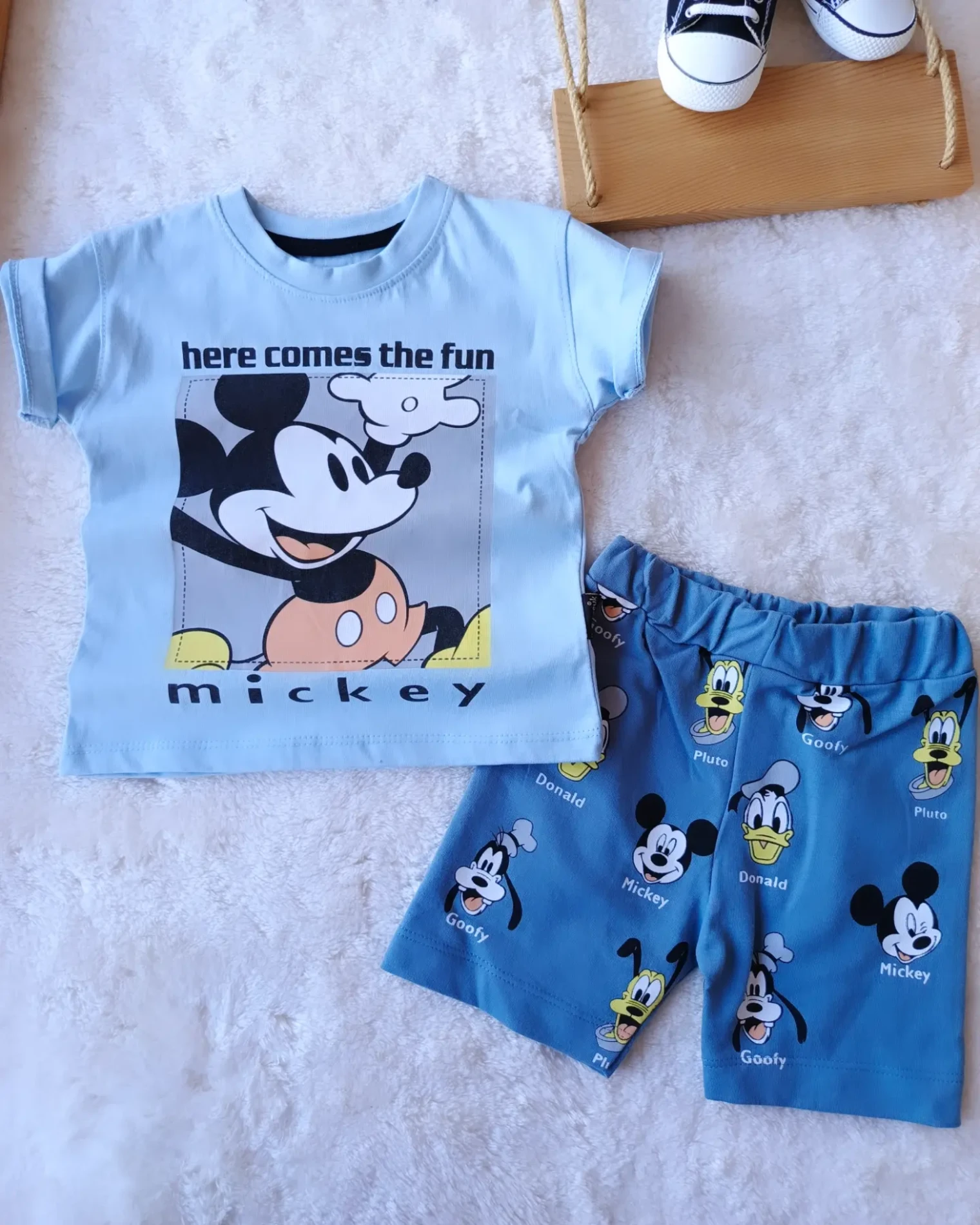 Çocuk Takım Mickey Fun Baskılı 1-4 Yaş Mavi 