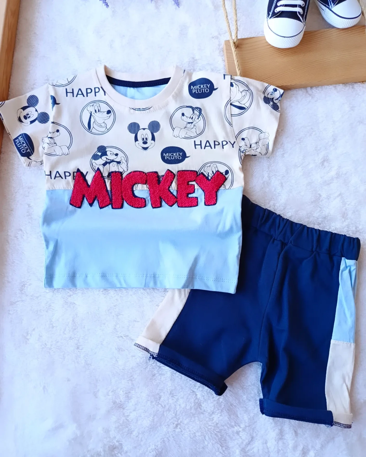 Çocuk Takım Mickey Süzene Nakışlı 1-4 Yaş 