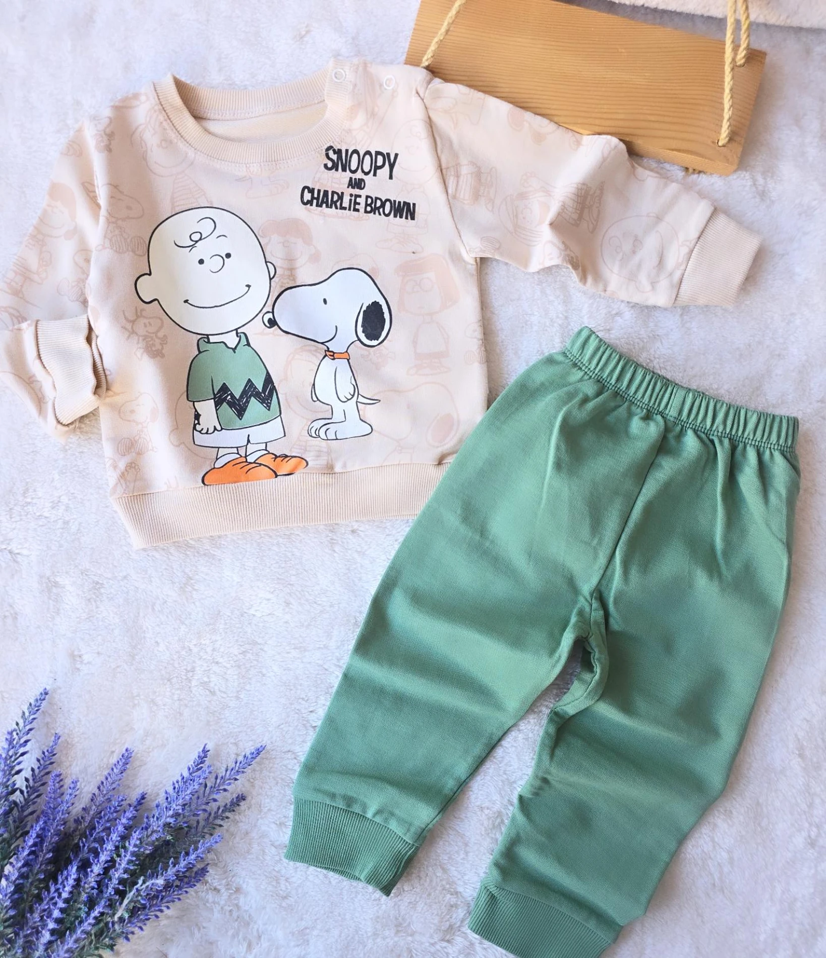 Bebek Takım Snoopy ve Charlie Brown Baskılı 12-24 Ay 