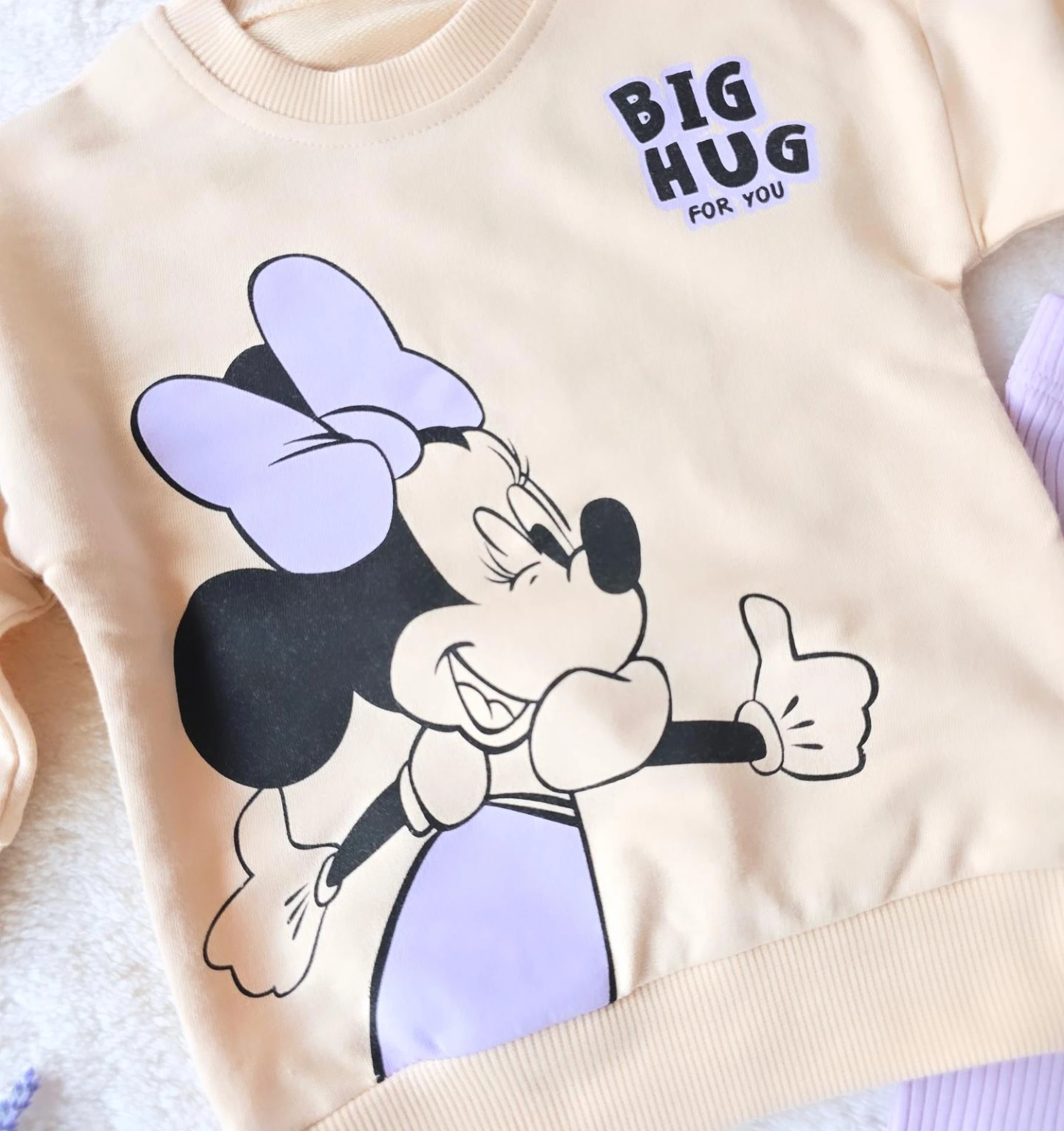 Bebek Takım Minnie Big Hug Baskılı Taytlı Lila 6-24 Ay