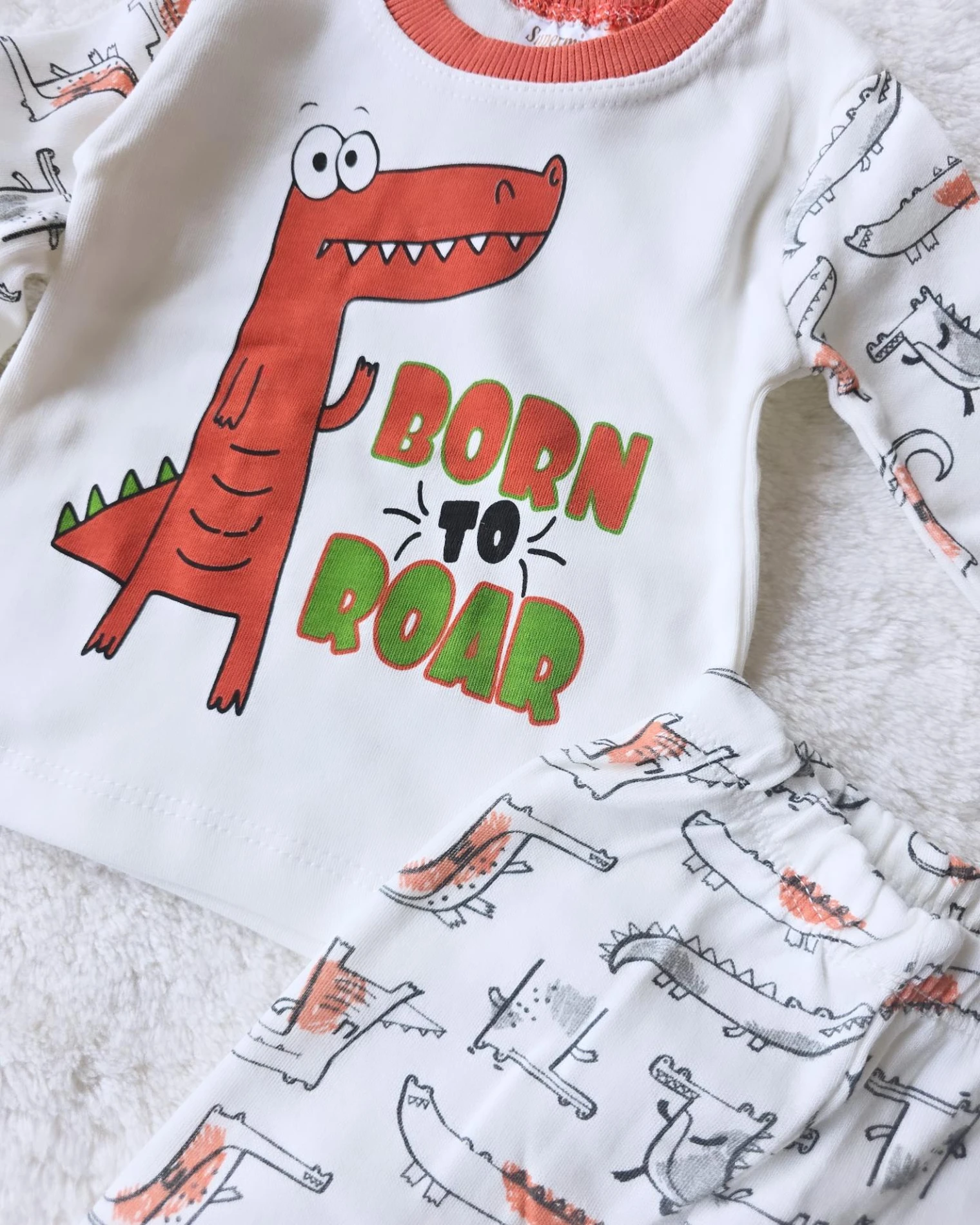 Bebek Takım Pijama Dino Kiremit 6-12 Ay