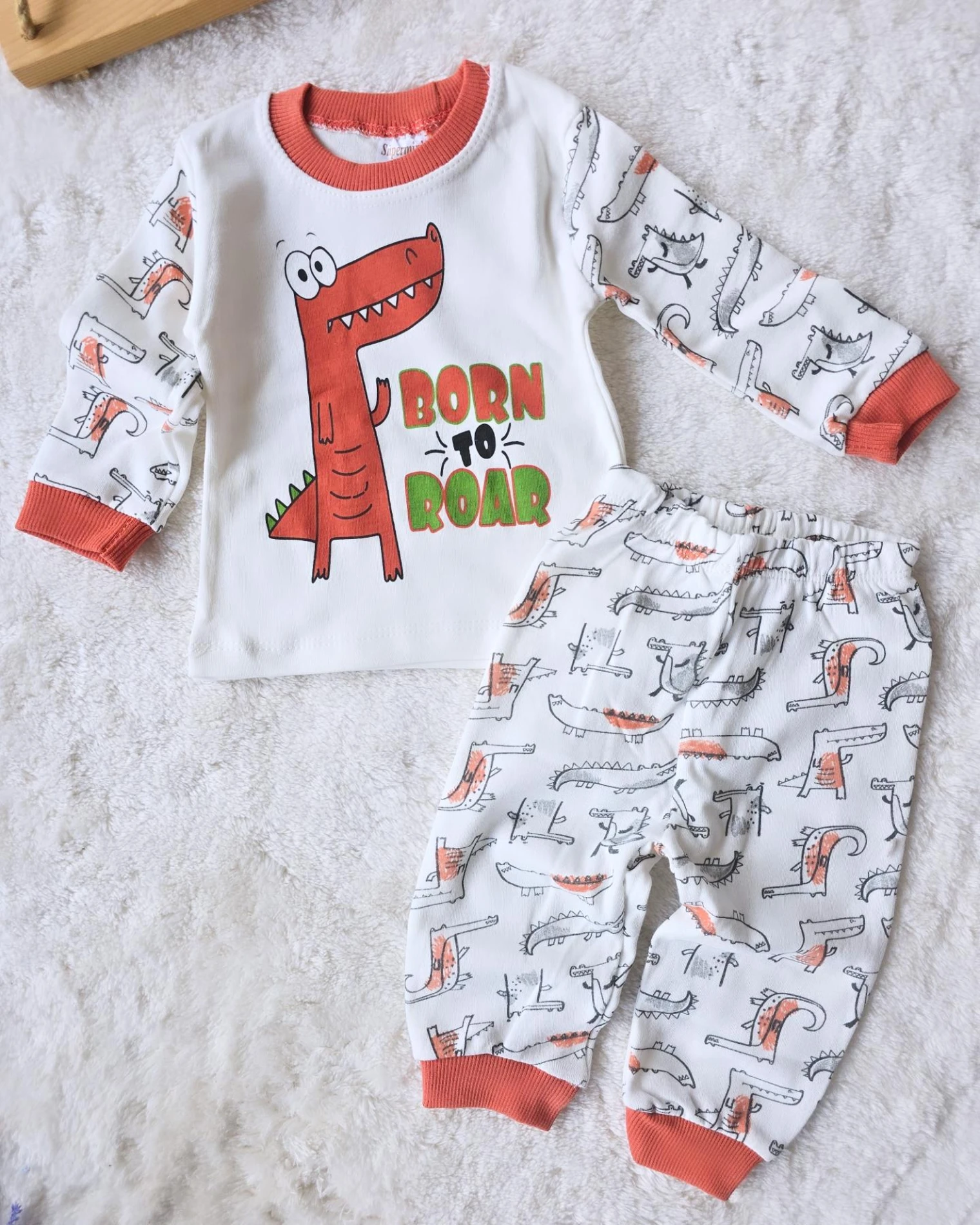 Bebek Takım Pijama Dino Kiremit 6-12 Ay